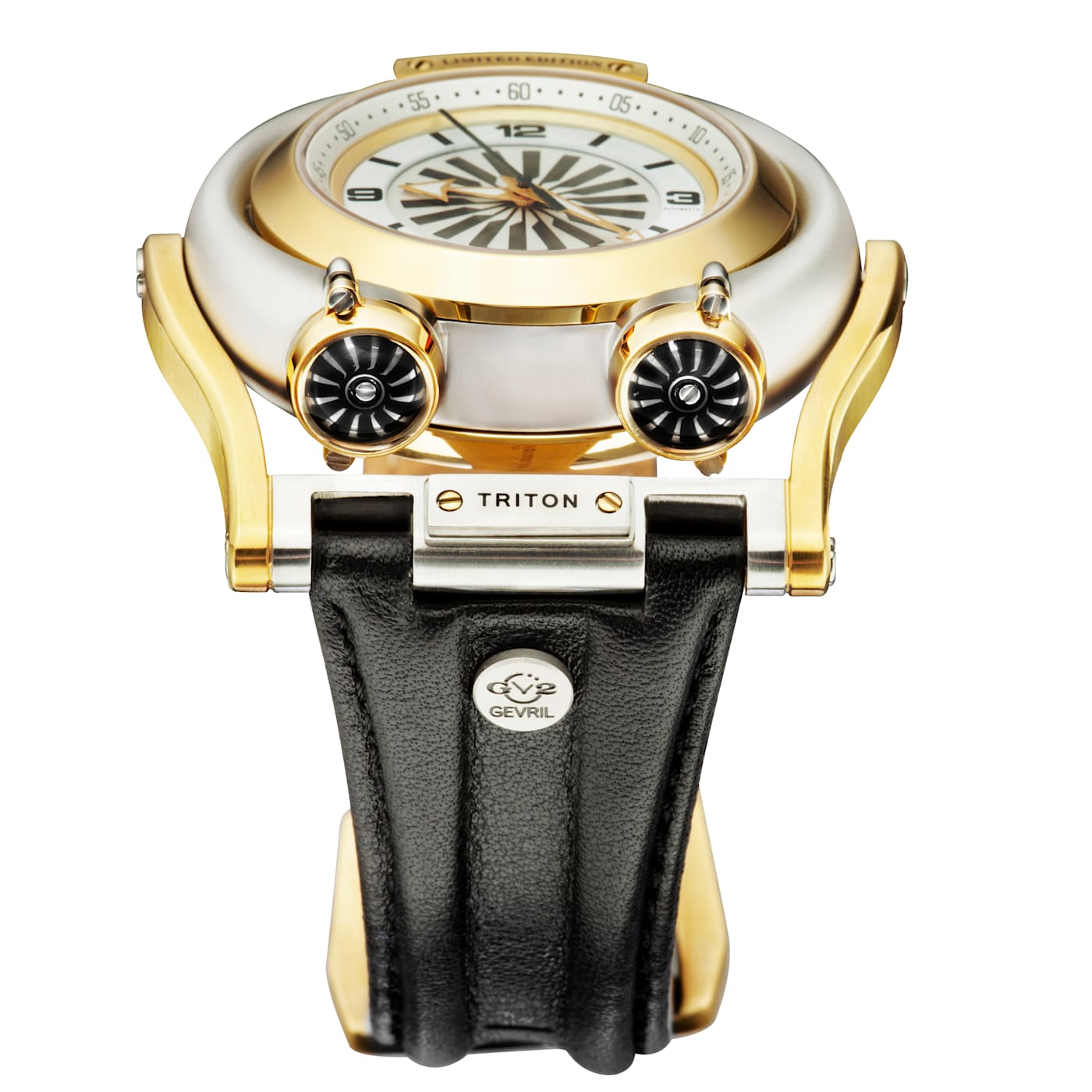 GV2 3403 Triton Men s Black Dial Calfskin Leather Watch 1D4Y5A