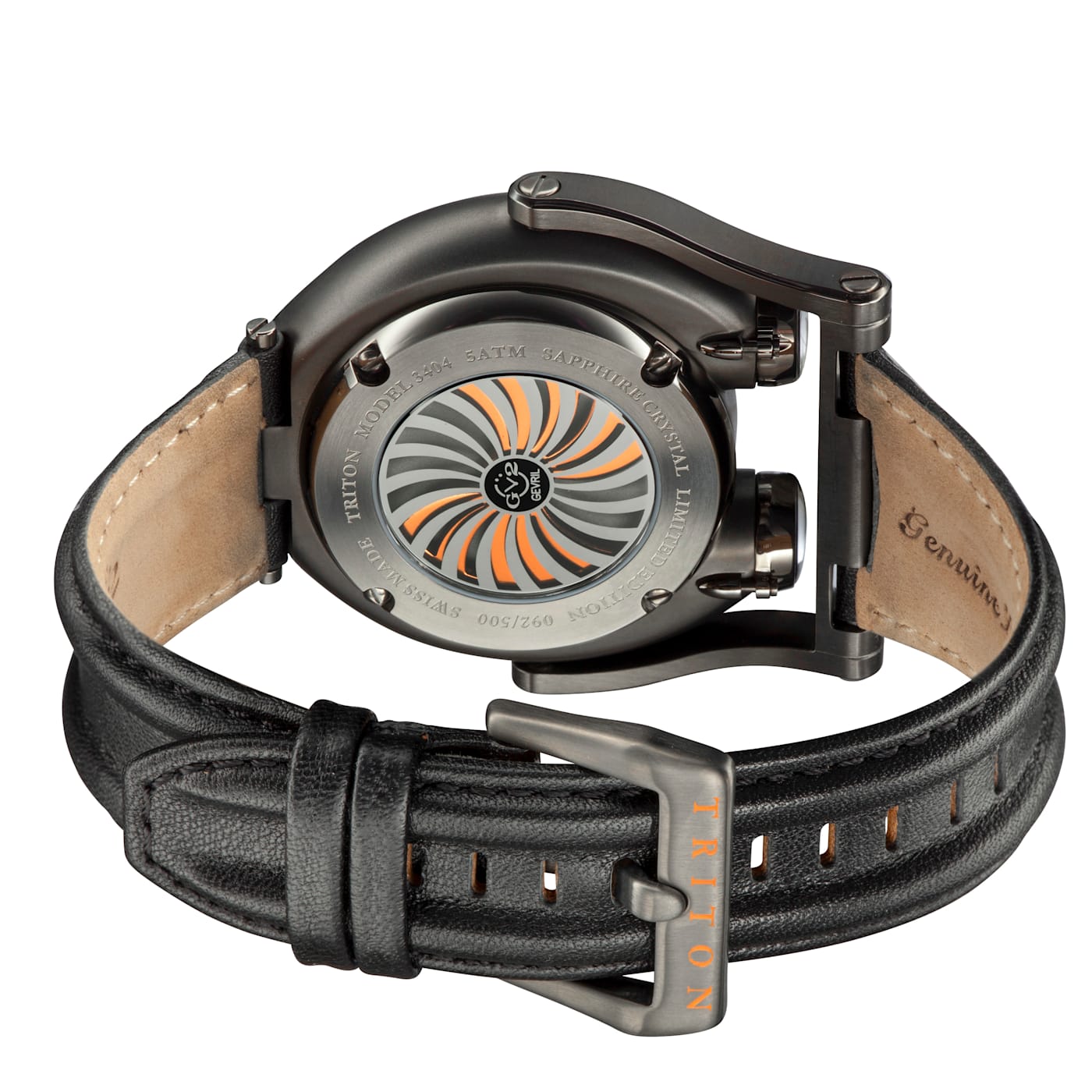GV2 3404 Triton Men s Black Dial Calfskin Leather Watch 15256A