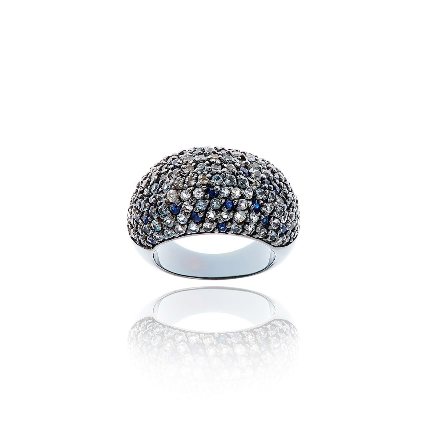 MCL Design Dark Ice Sapphire Stardust Pave Ring