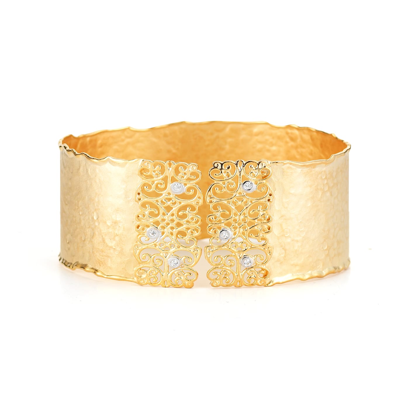 【10％OFF】 14K 185Q2A - Bracelet Cuff Diamond tw. ct. 0.12 Gold アクセサリー