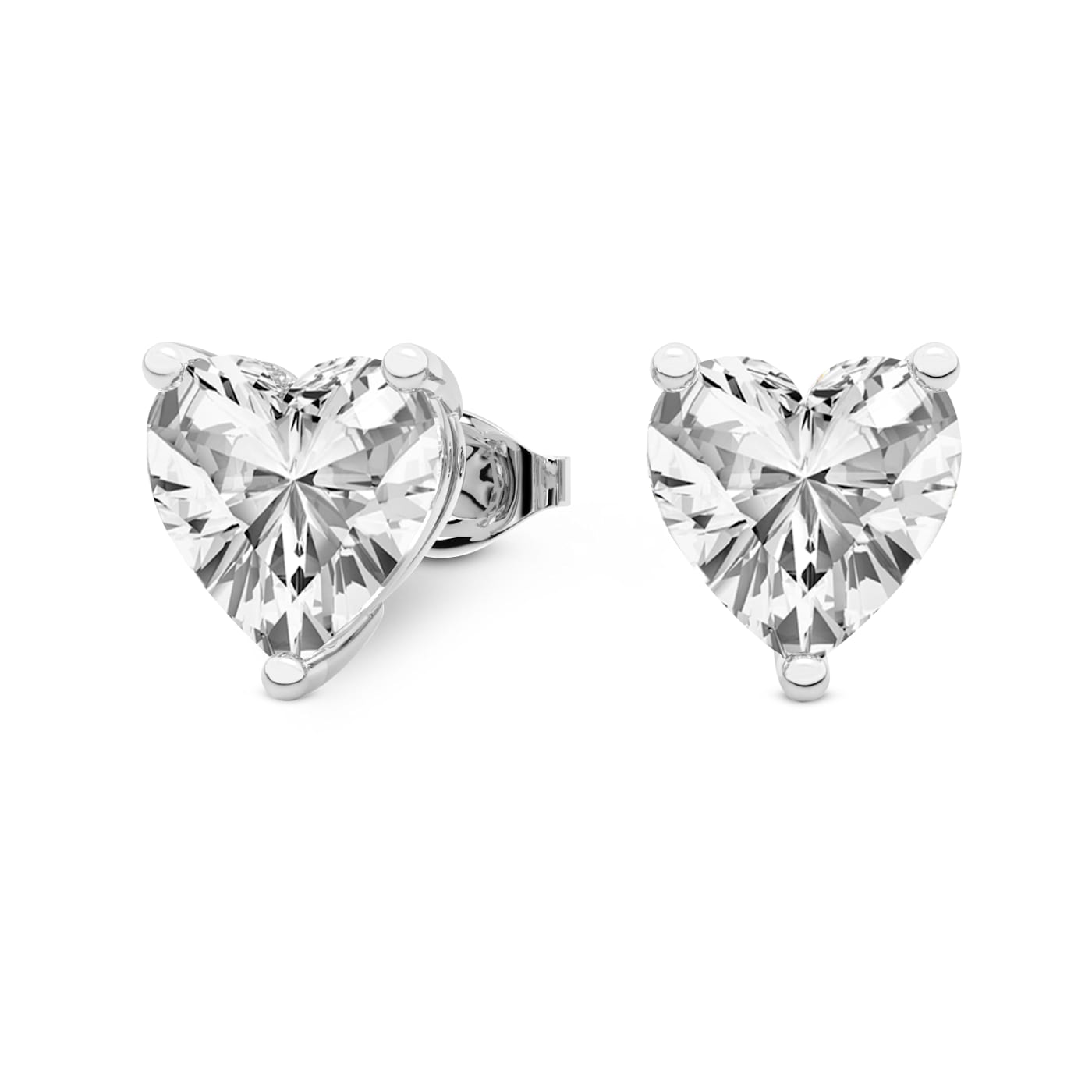 Heart Shaped Diamond look Silver Plated Studs – Sanvi Jewels