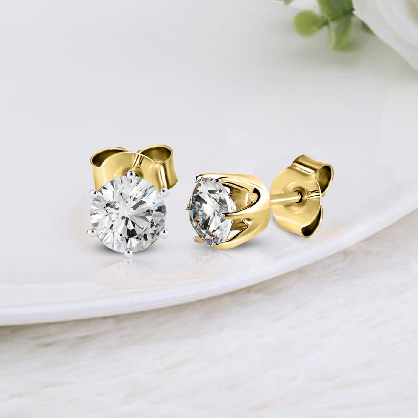 Yellow Gold 3-Prong Natural Diamond Earrings (1.5 ctw.) | Joseph Jewelry  Bellevue Seattle Custom Jewelry