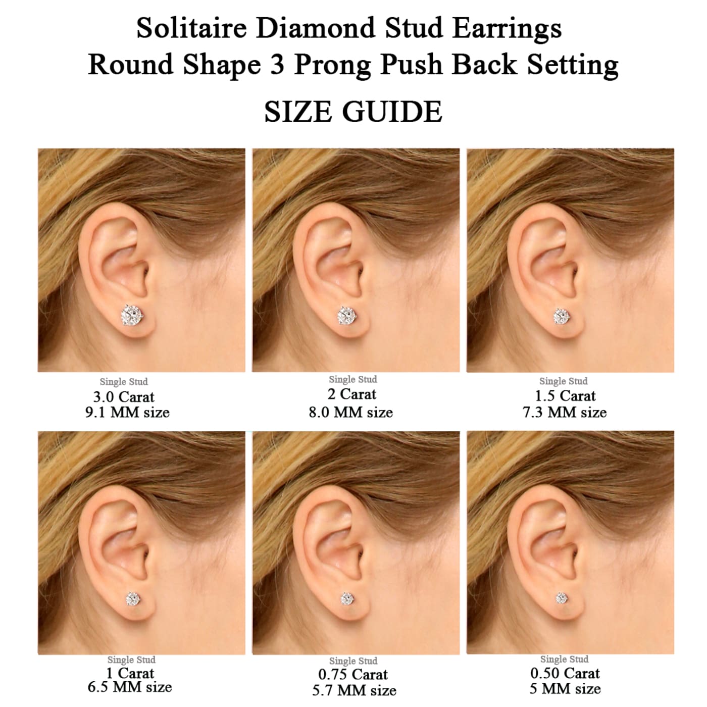 Kainier Women's 14K Gold Plated CZ Stud Earrings Simulated Diamond Round  Cubic Zirconia Ear Stud Set（5 Pairs)