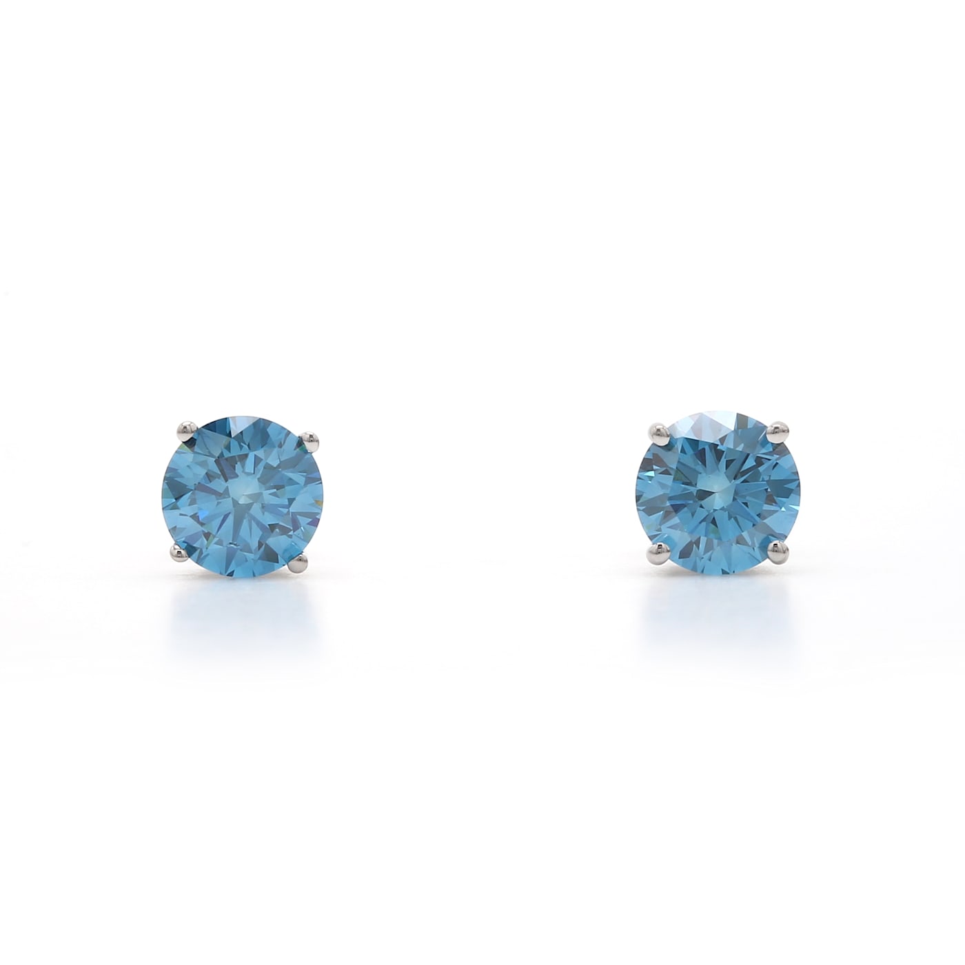 IGI Certified 2.00 Ct. T.W. Blue Lab-Grown Diamond Stud 14K
