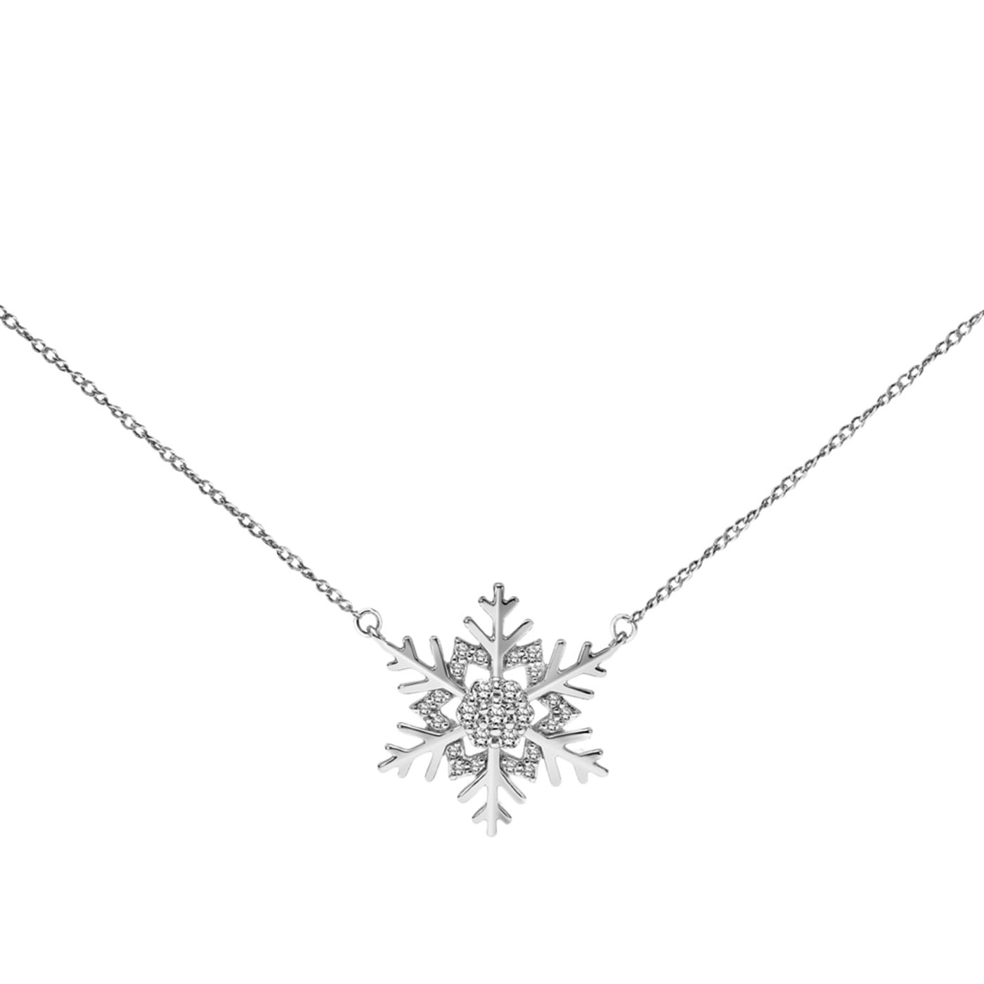 18ct White Gold 0.34ct Diamond Snowflake Necklace