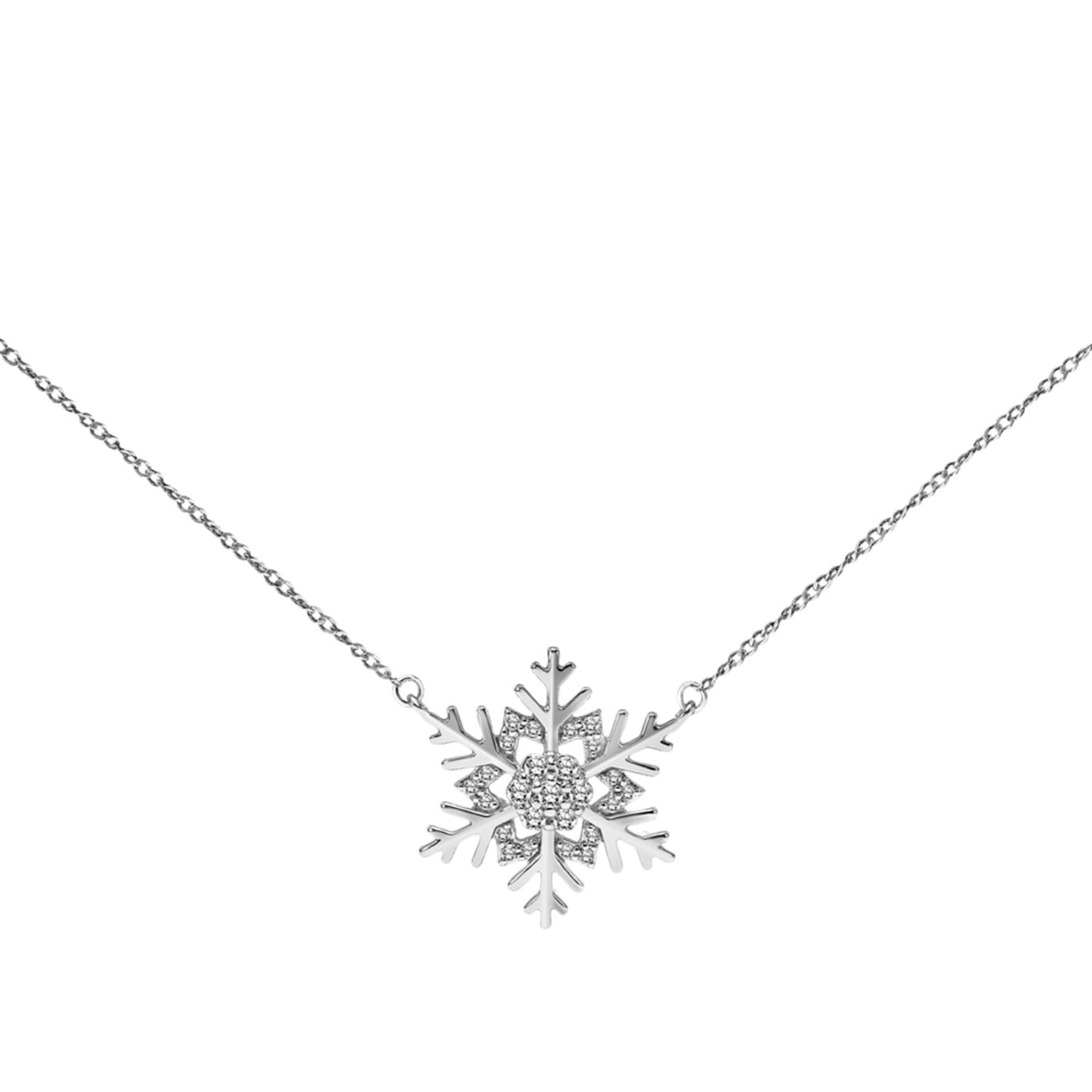 Snowflake white top gold necklace