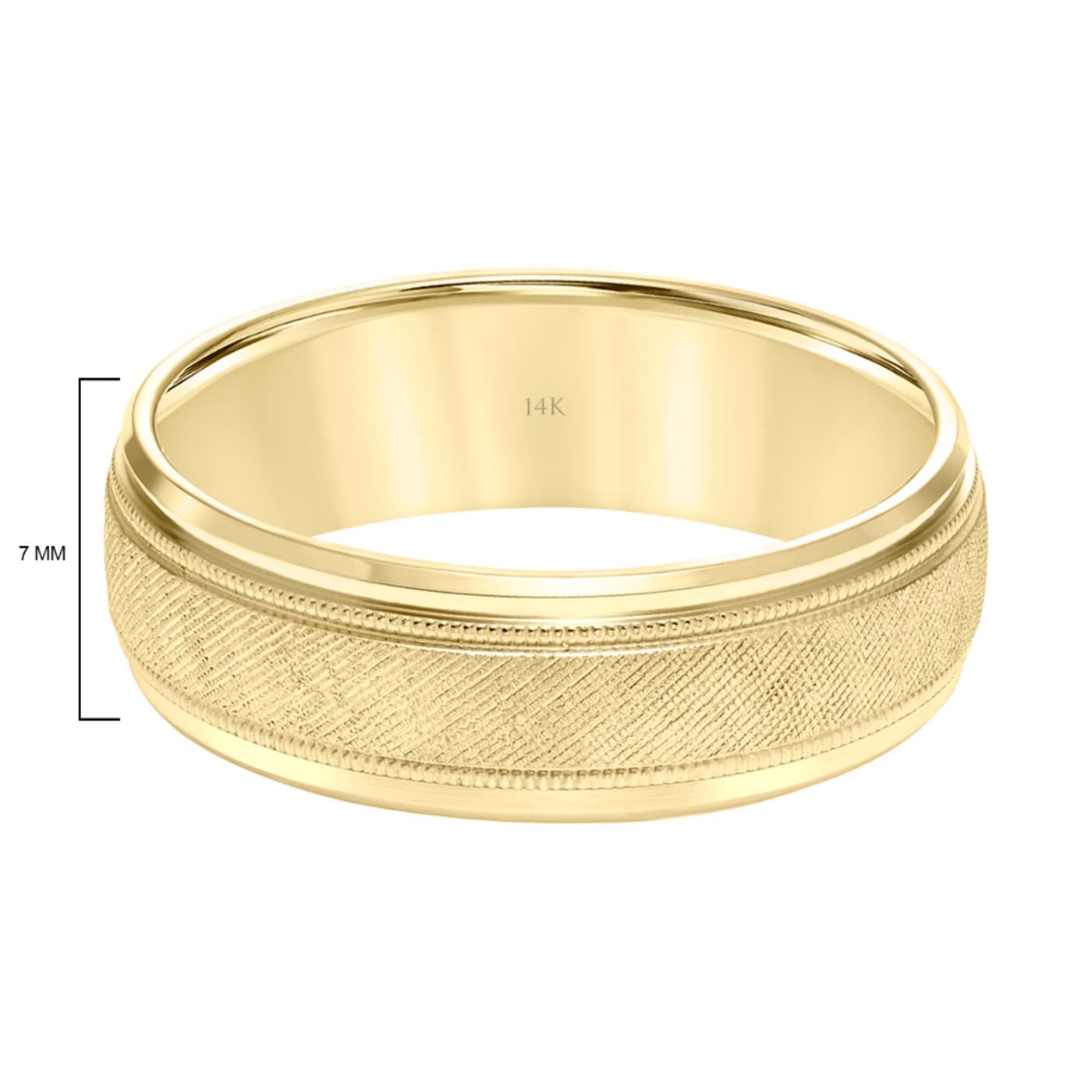 Milgrain Gold Accents 14K Brilliant with 1STGPA Expressions Finish 7MM Band by Yellow Wedding - Florentine