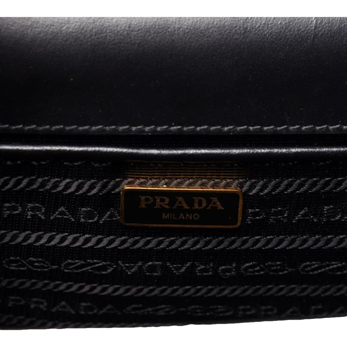 Prada Bianco White Black Saffiano Leather Chain Crossbody