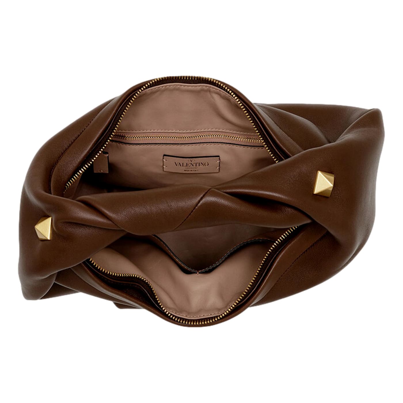 【関税&送料込】Valentino Garavani Brown Leather Large Go-Ho Valentino Garavani Roman Stud Brown Leather Large Hobo