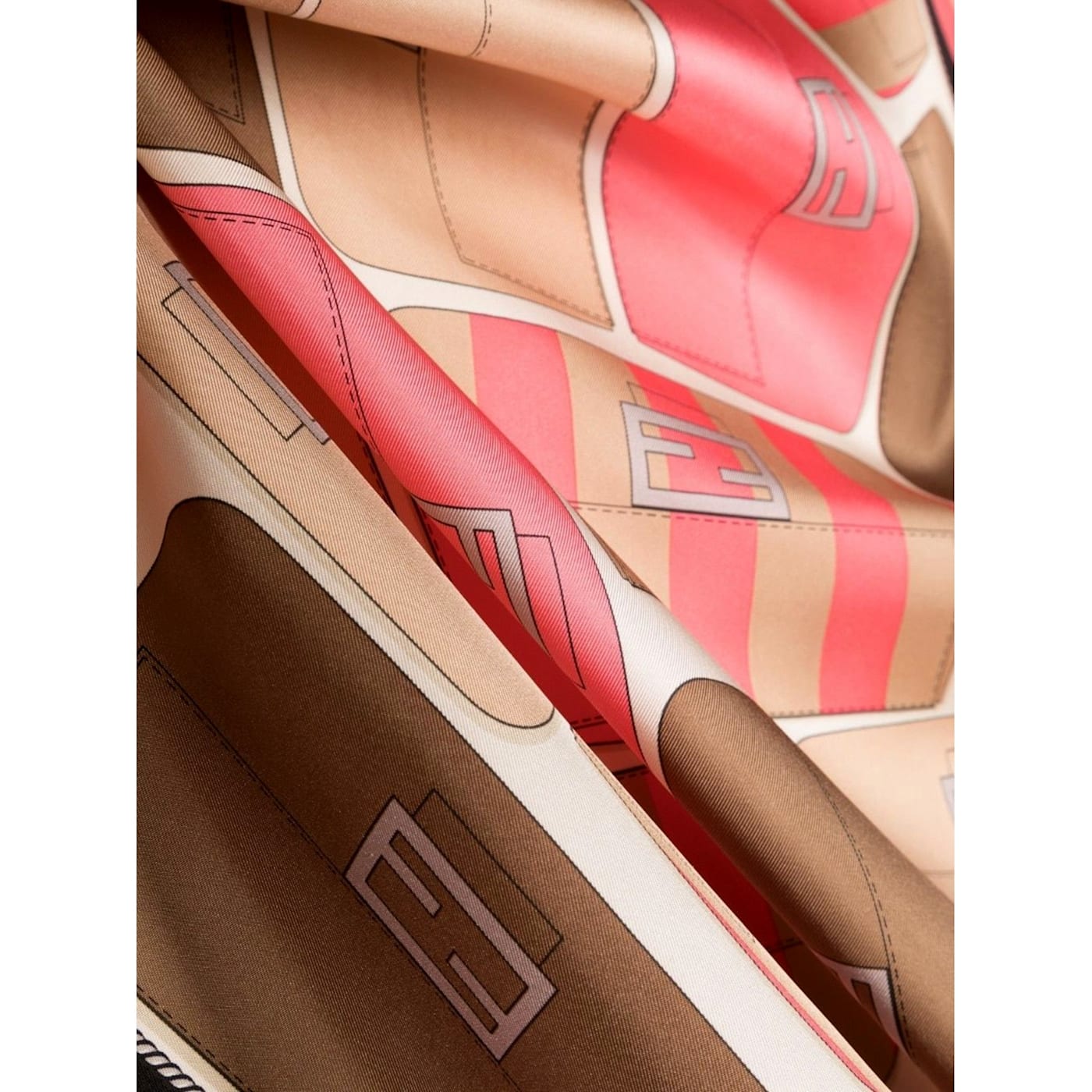 Fendi Baguette Print Silk Scarf Foulard Pink Dalia