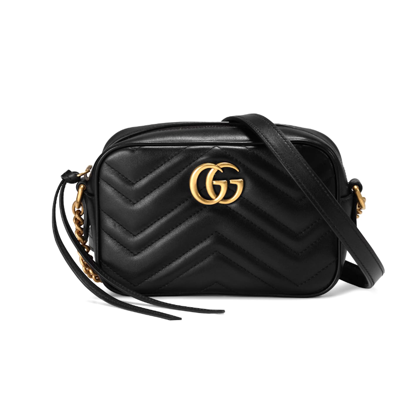 Gucci Mini GG Marmont Matelasse Chevron Black Leather Handbag - 11CRHA