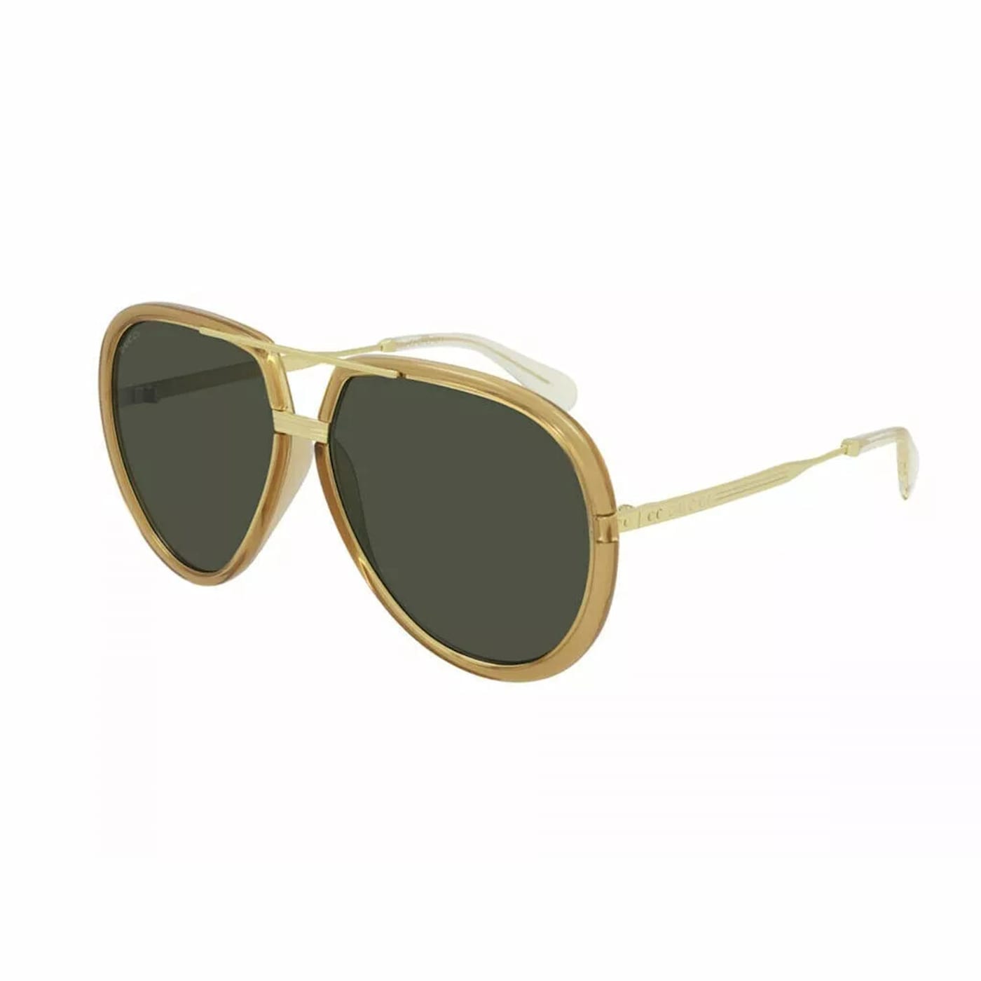 Gucci Yellow and Gold Tone Aviator Frame / Green Lens