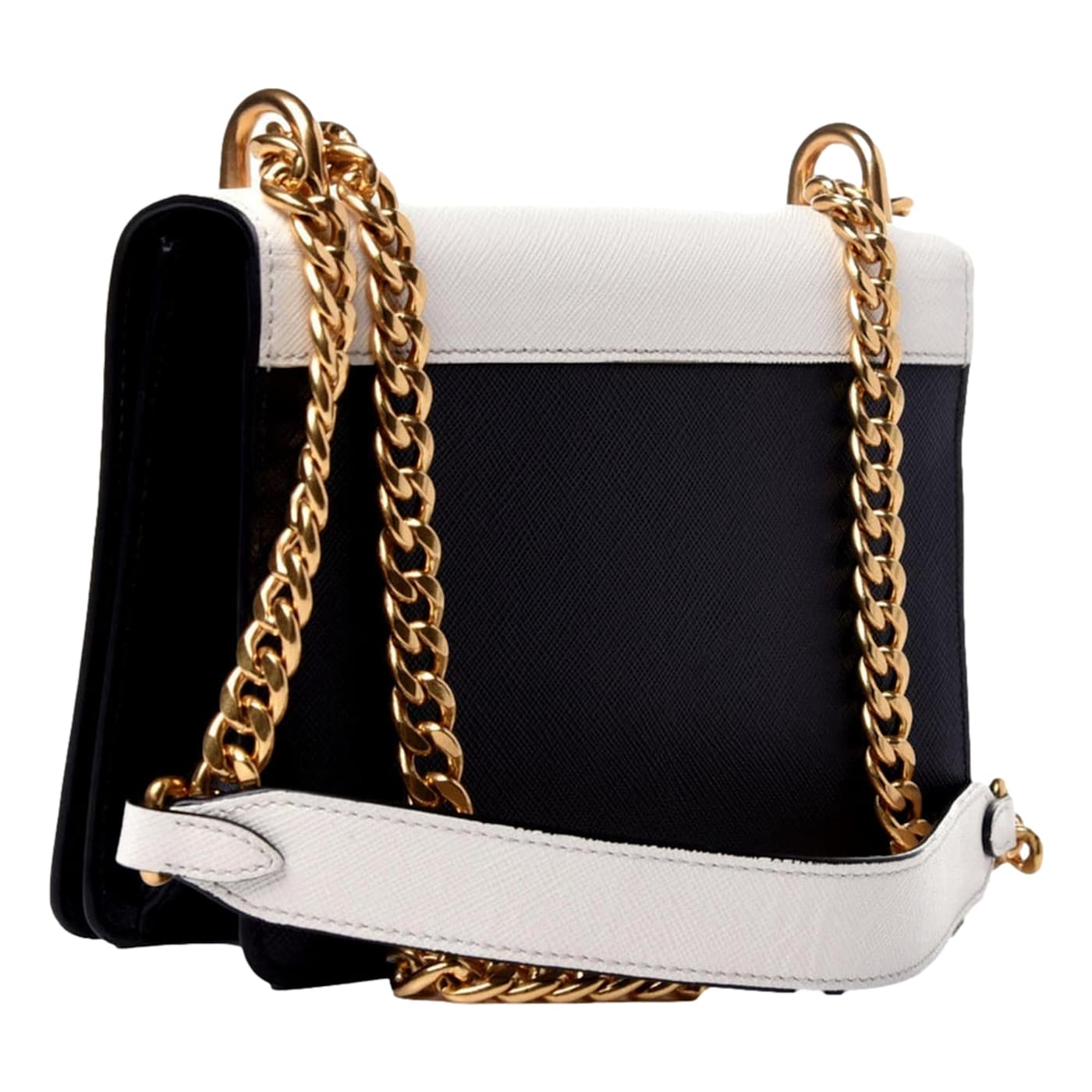 祝開店！大放出セール開催中 Prada Bianco Crossbody Chain Leather Saffiano Black White ベスト