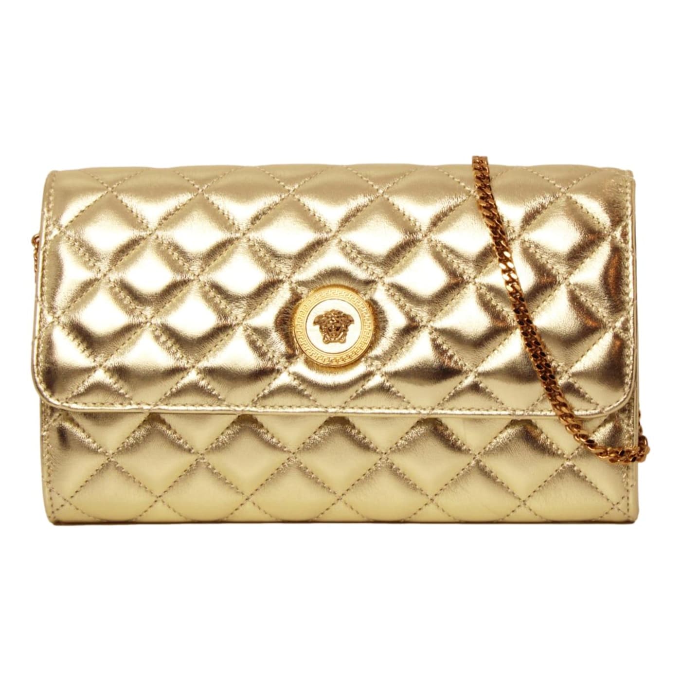 【関税＆送料込み】Versace 'Medusa '95' Wallet On Chain Versace - Croc Medusa 95 Wallet on Chain in Gold