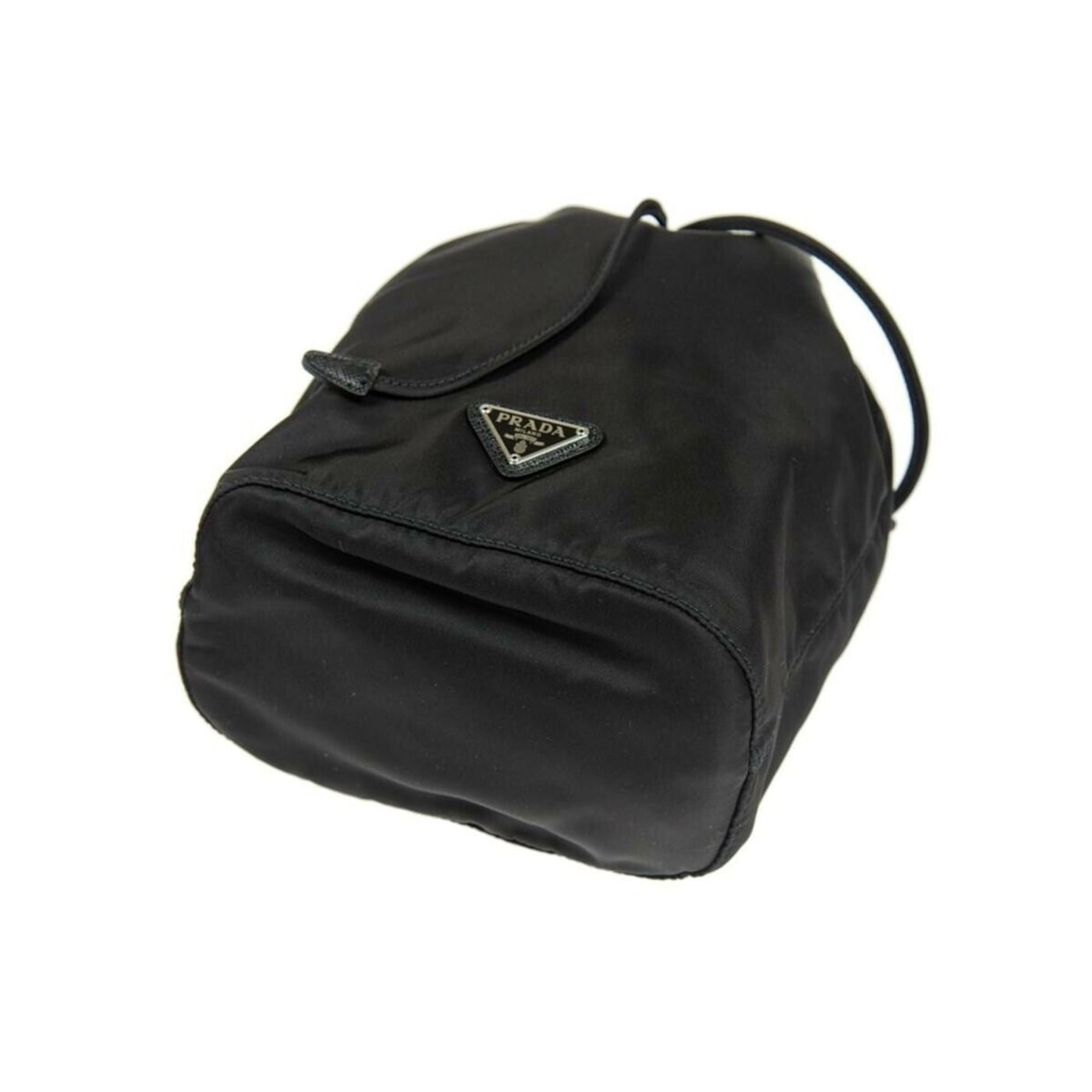 Prada Black Tessuto Nylon Triangle Logo Drawstring Bucket