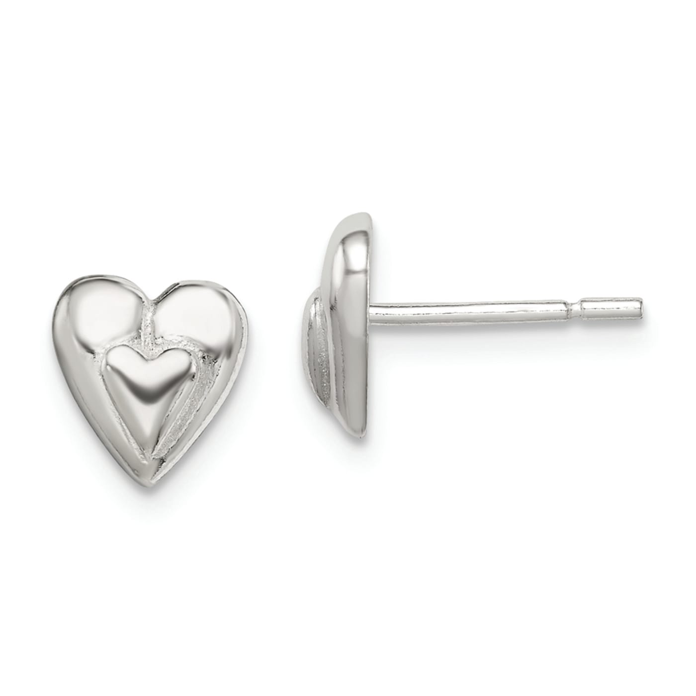 Sterling Silver Polished Heart Post Earrings - 17KMJA