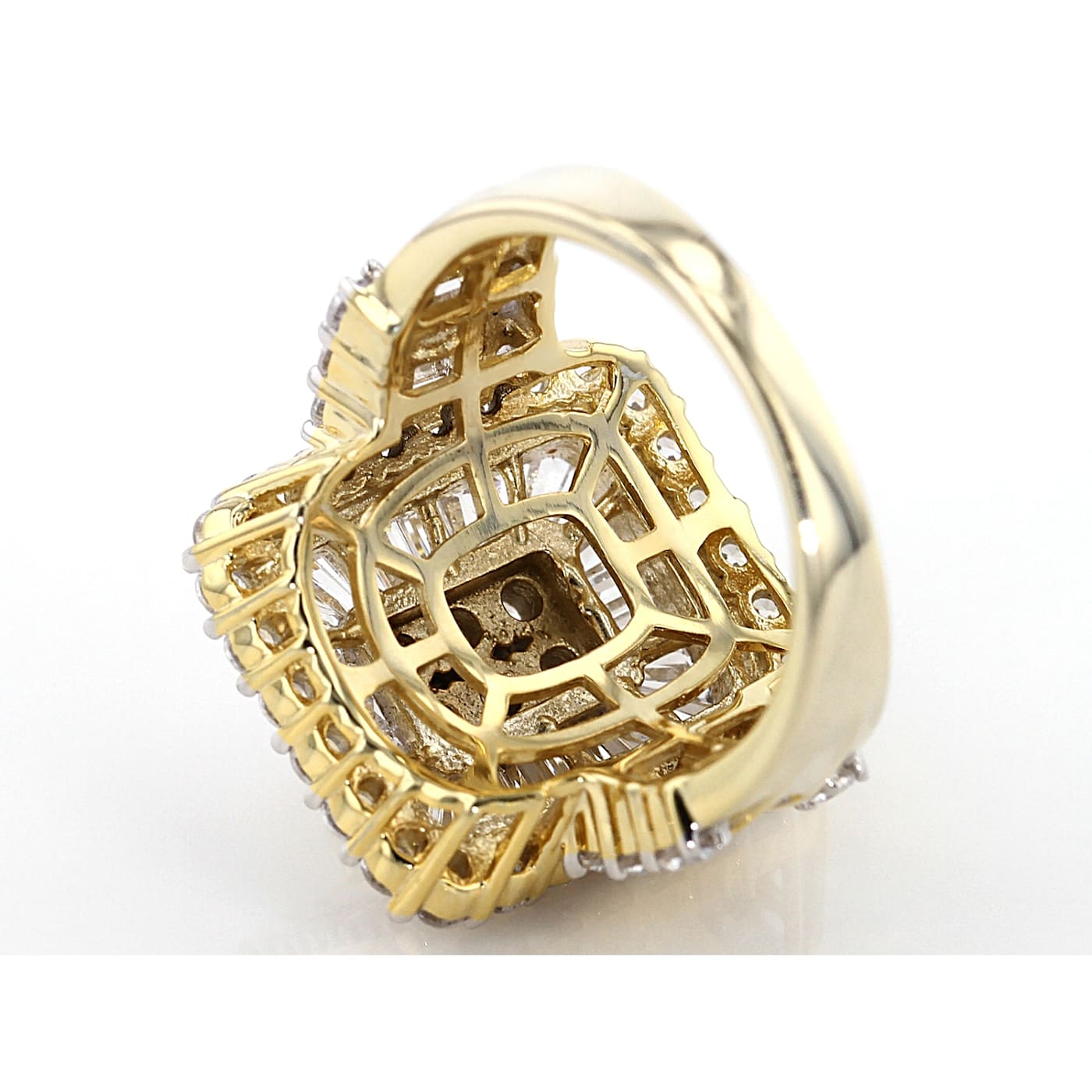 【年中無休】 18k Zirconia Cubic Yellow 5.90ctw Ring Silver Over Gold Craft