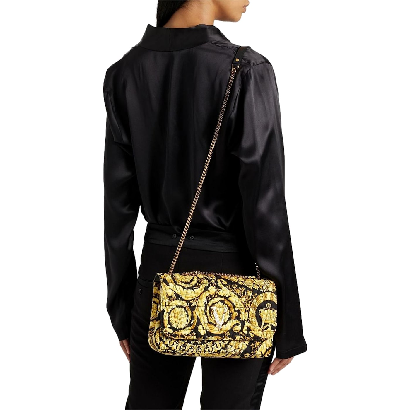 VERSACE★CARAMEL VISCOSE AND SILK BLEND REPEAT SHOULDER BAG VERSACE CARAMEL VISCOSE AND SILK BLEND REPEAT SHOULDER BAG