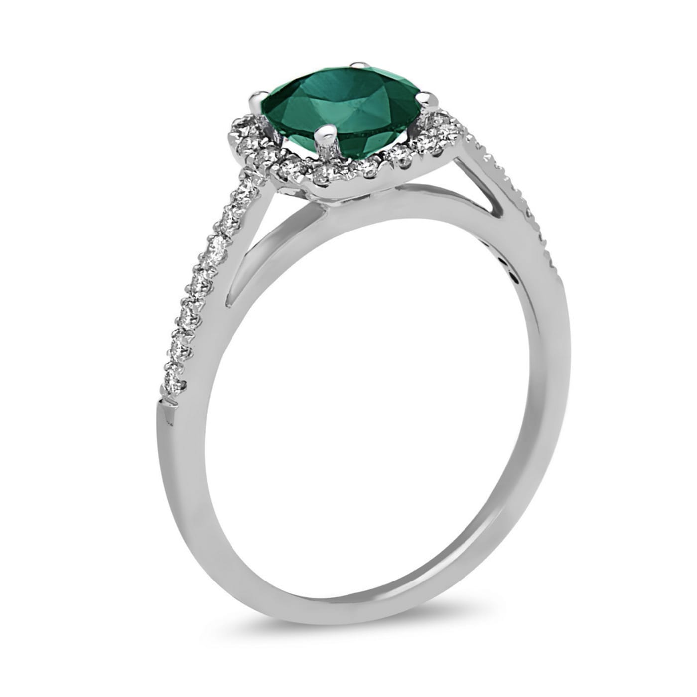 1.20ctw Emerald and Diamond Engagement Ring in 14k White