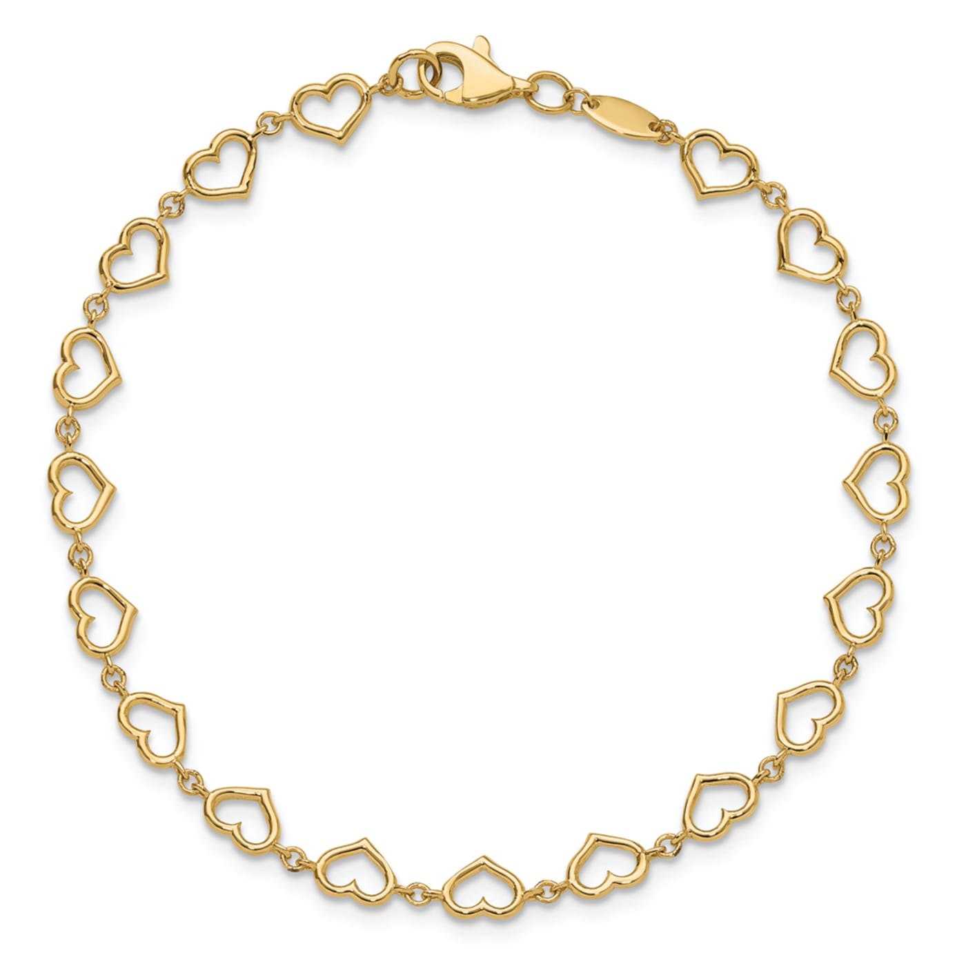 14k Yellow Gold Polished Heart Link Bracelet - 14YC1A 14k Yellow Gold Polished Heart Link Bracelet - 14YC1A