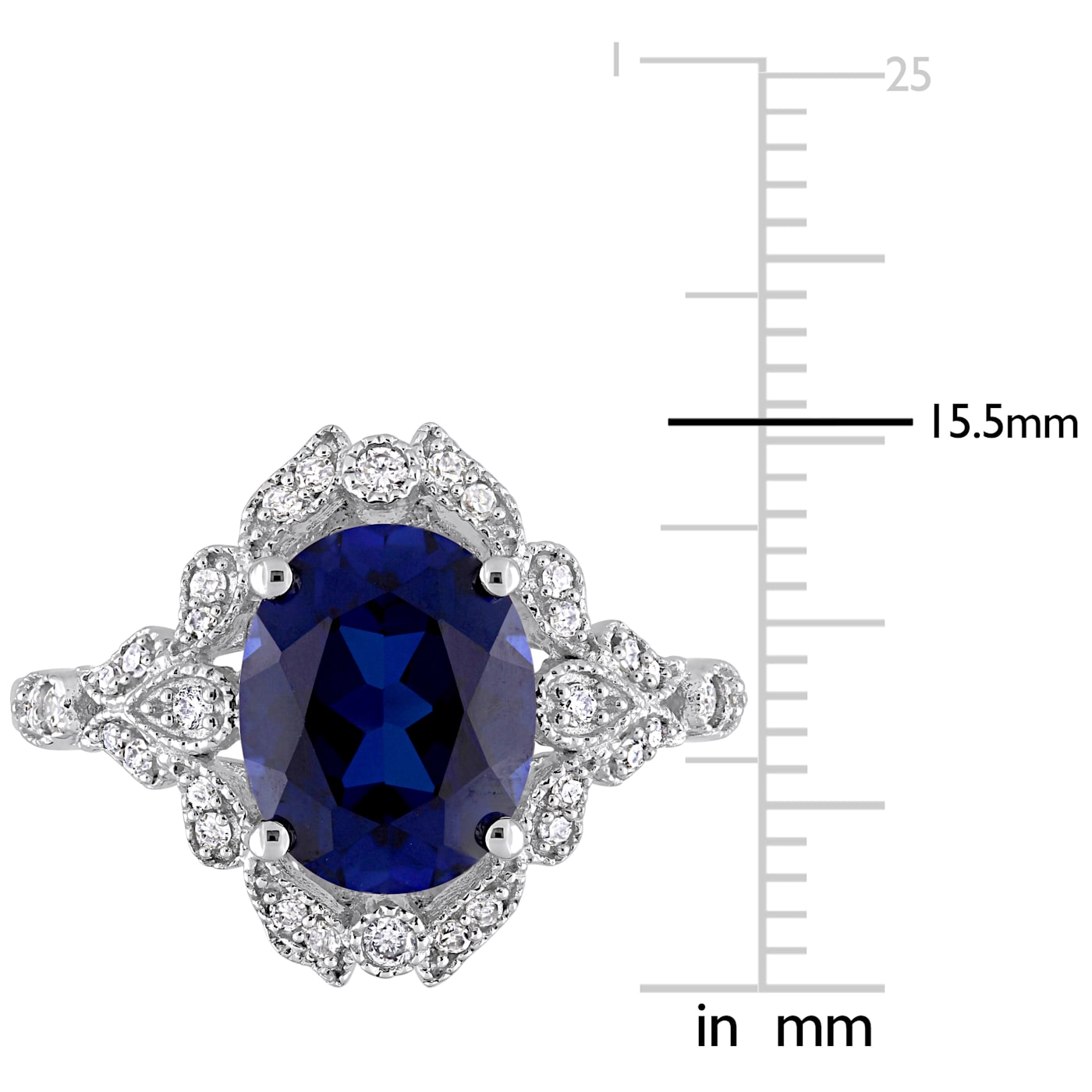 Lab Created Blue Sapphire and White Diamond 10k White Gold