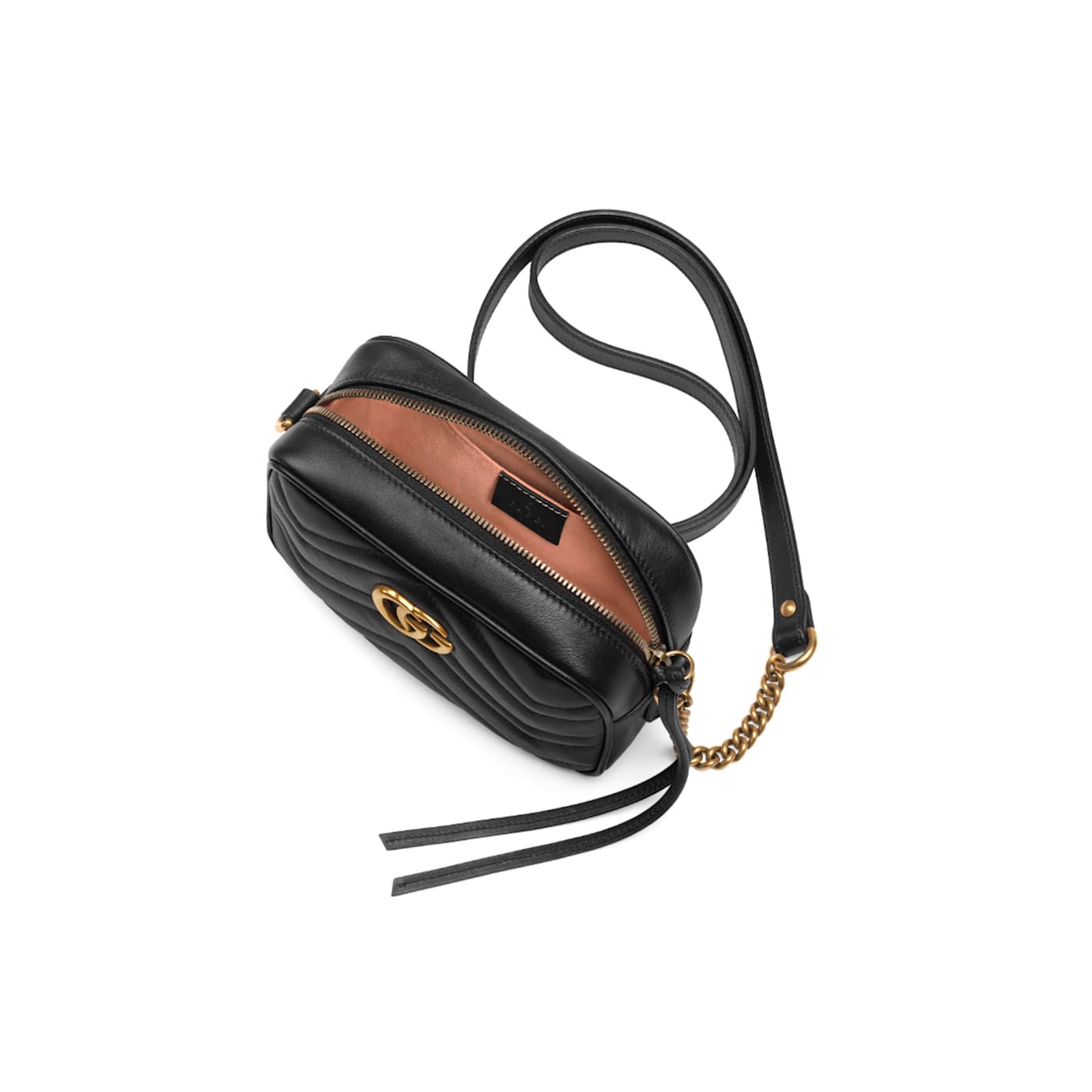 Gucci Mini GG Marmont Matelasse Chevron Black Leather Handbag 11CRHA