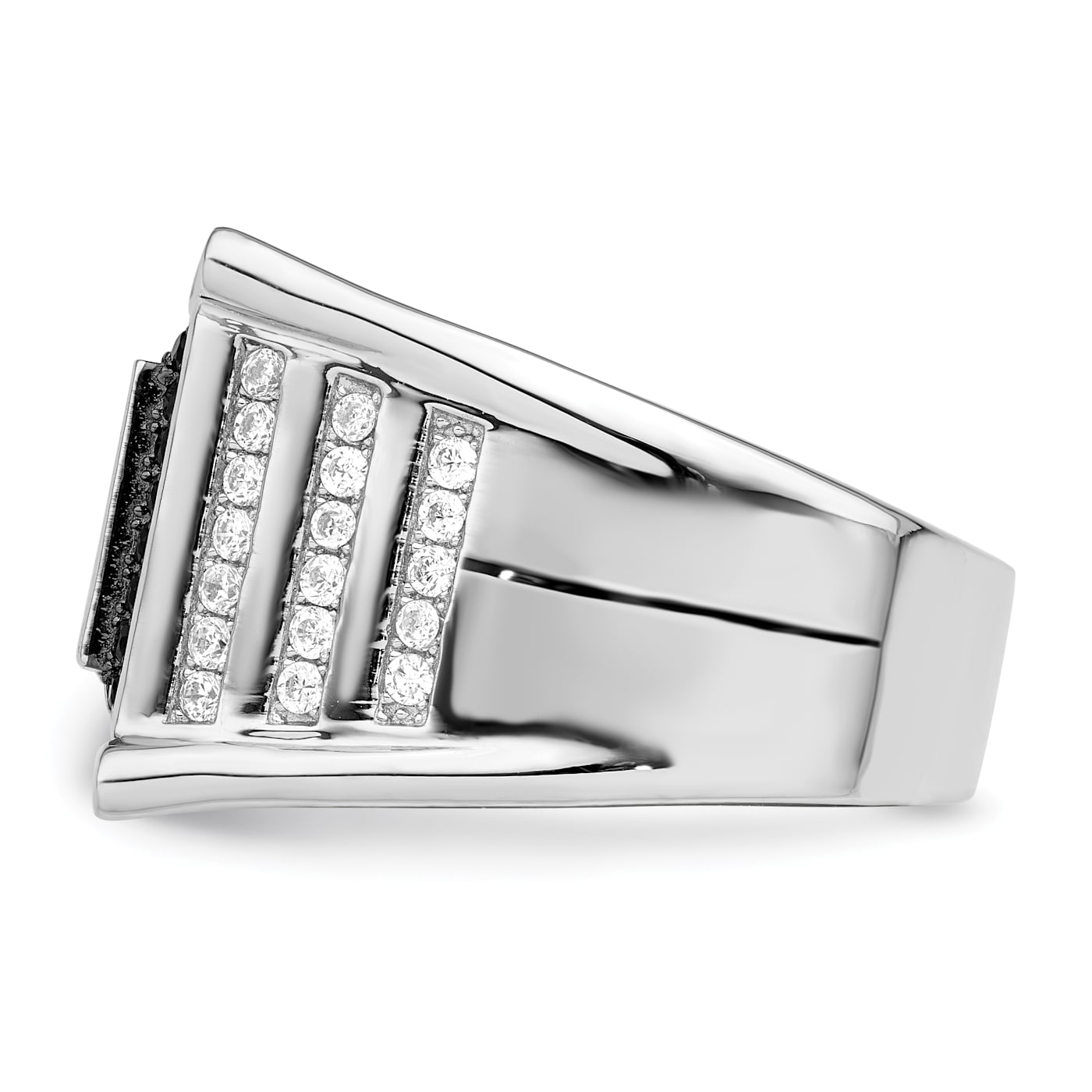 Rhodium Over Sterling Silver Brilliant Embers CZ Black and