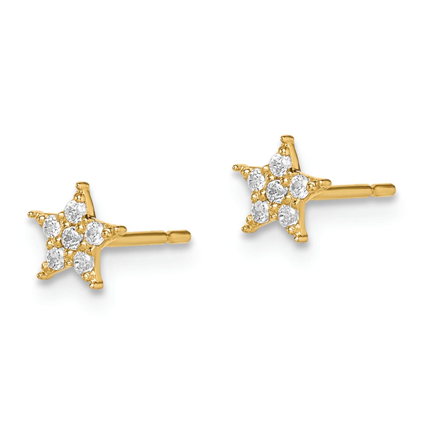 Gold Earrings Star Earrings Amazon 14k Yellow Gold Star With Cubic