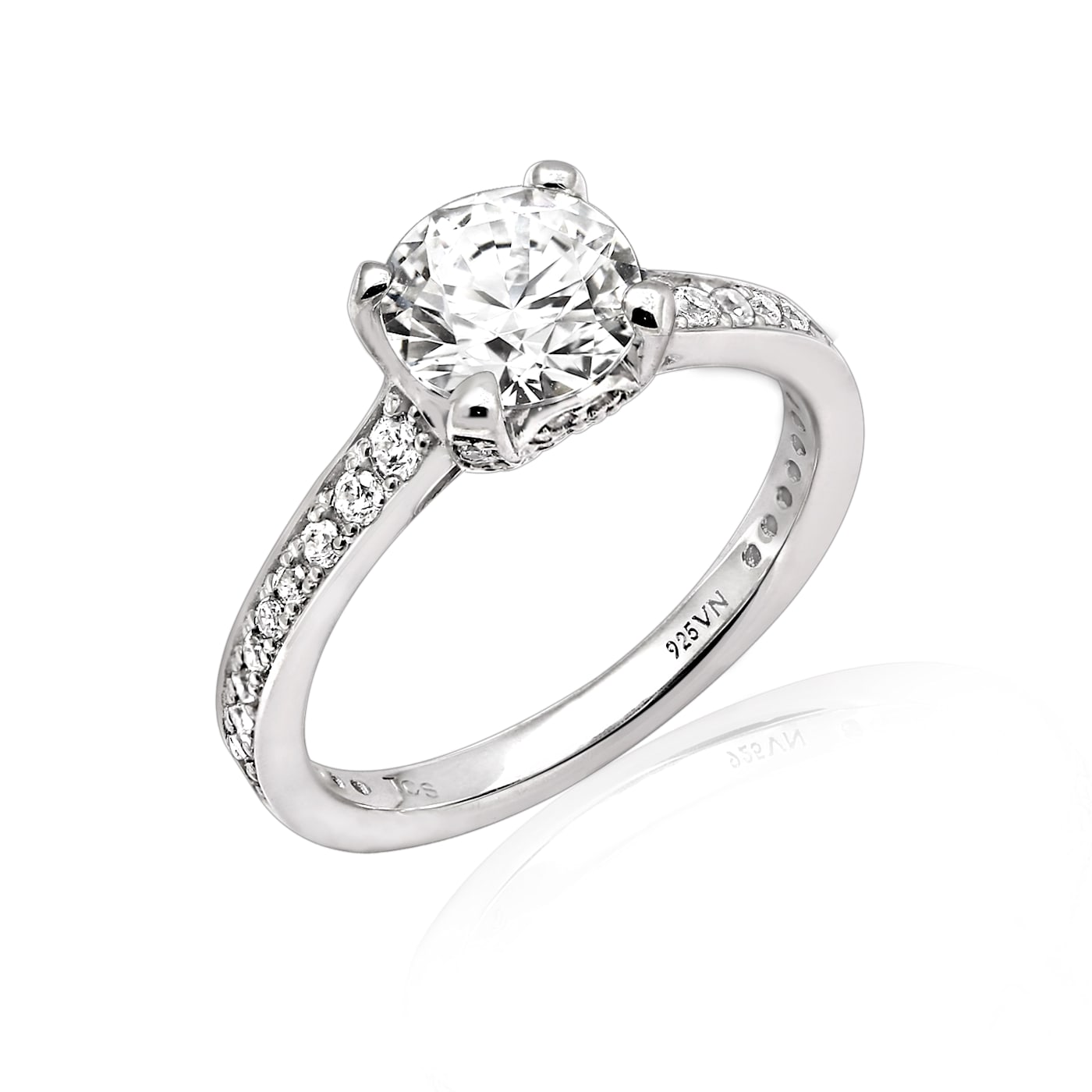 White Cubic Zirconia Platinum Over Sterling Silver Ring 1.70