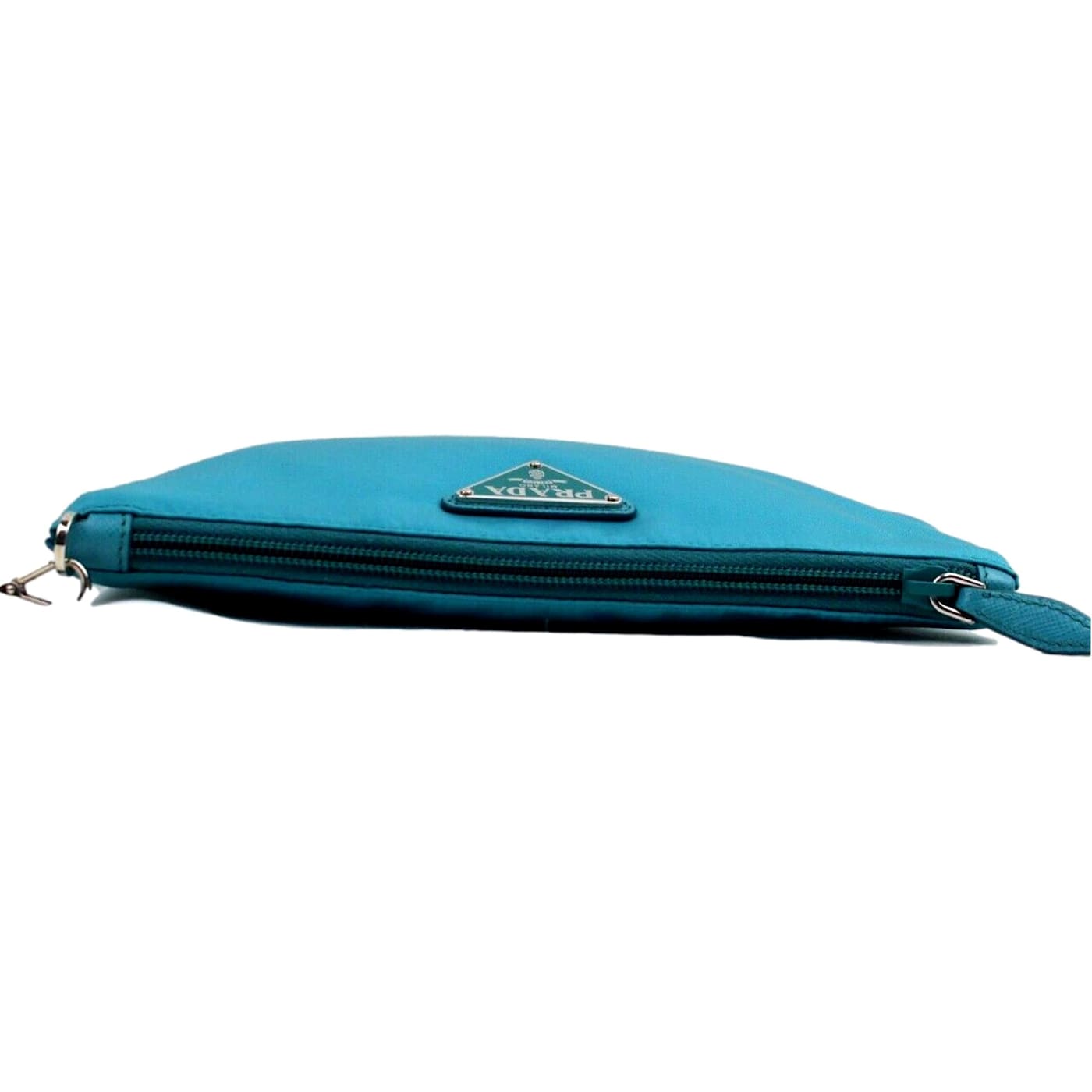 Prada Tessuto Turquoise Nylon Cosmetic Case Wristlet Clutch
