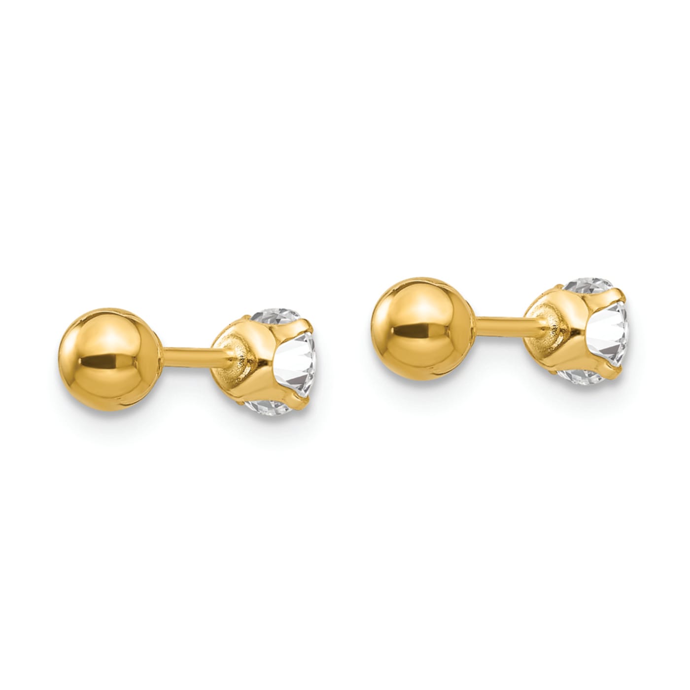 14K Yellow Gold Polished Reversible Cubic Zirconia and 4mm
