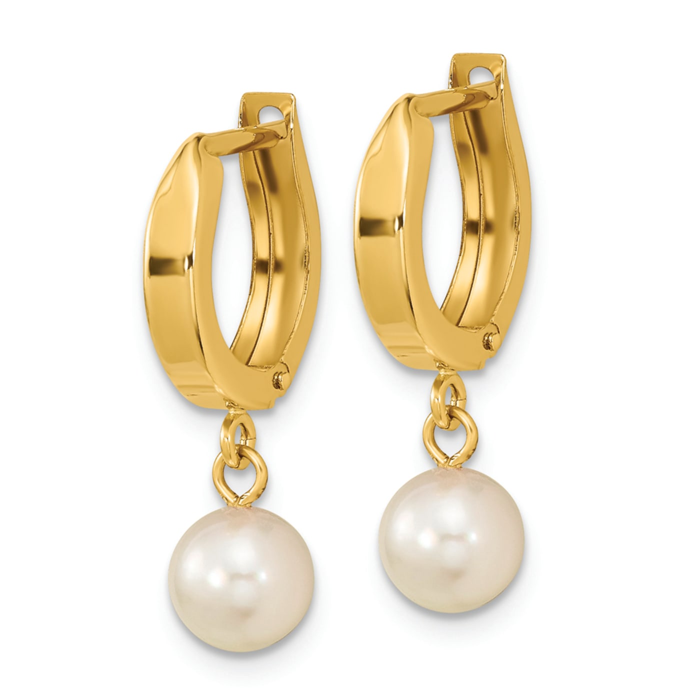 14K Yellow Gold 6-7mm White Round Akoya Saltwater Cultured Pearl