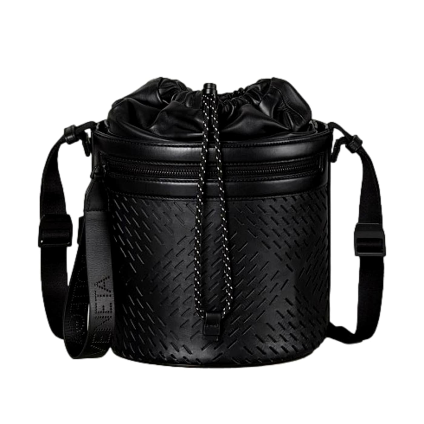 Bottega Veneta Perforated Black Leather Drawstring Bucket