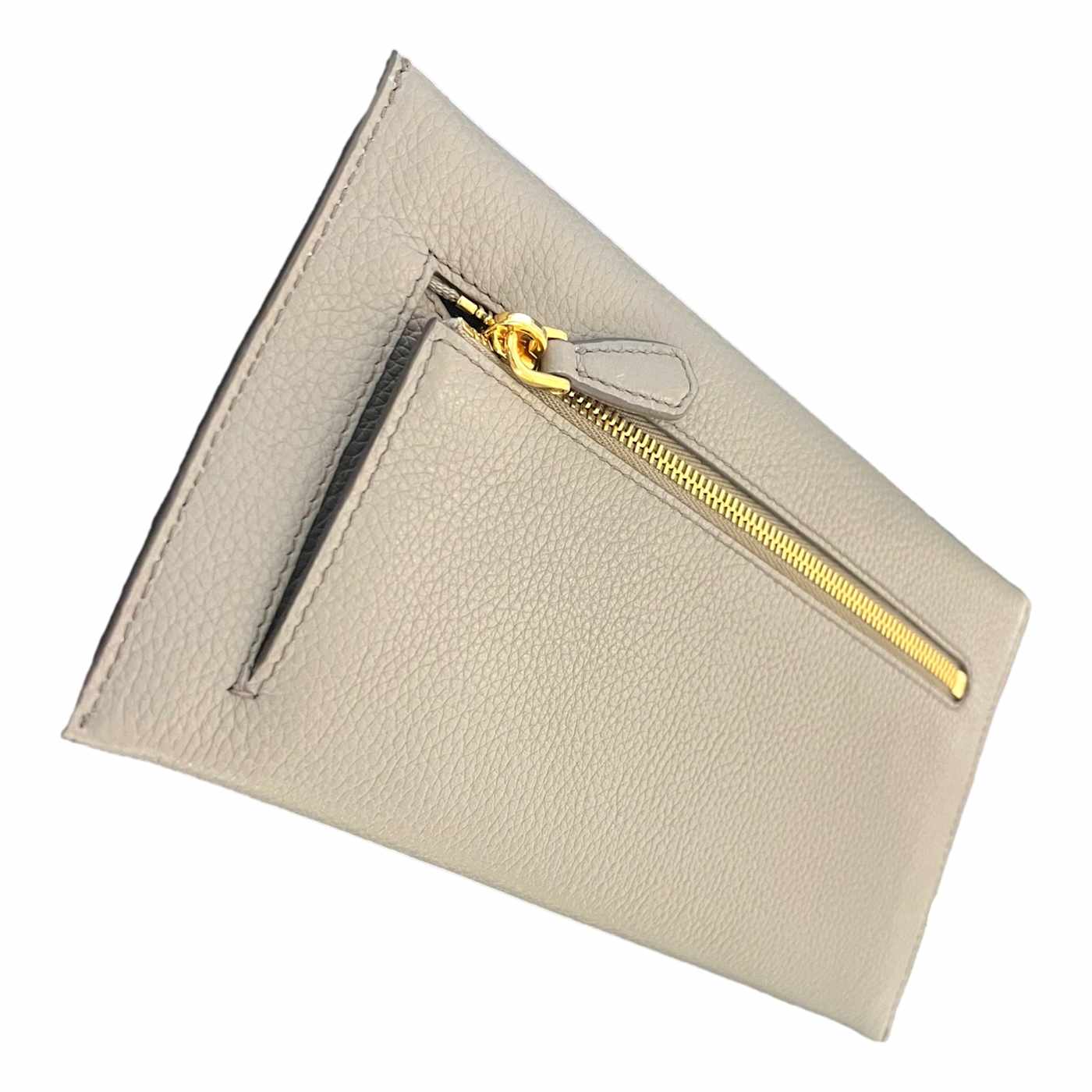 ★PRADA★ 23FW Women's Vitello Gold Logo Zipper Long Wallet Prada Gray Vitello Grain Leather Long Envelope Wallet - 1D52WA