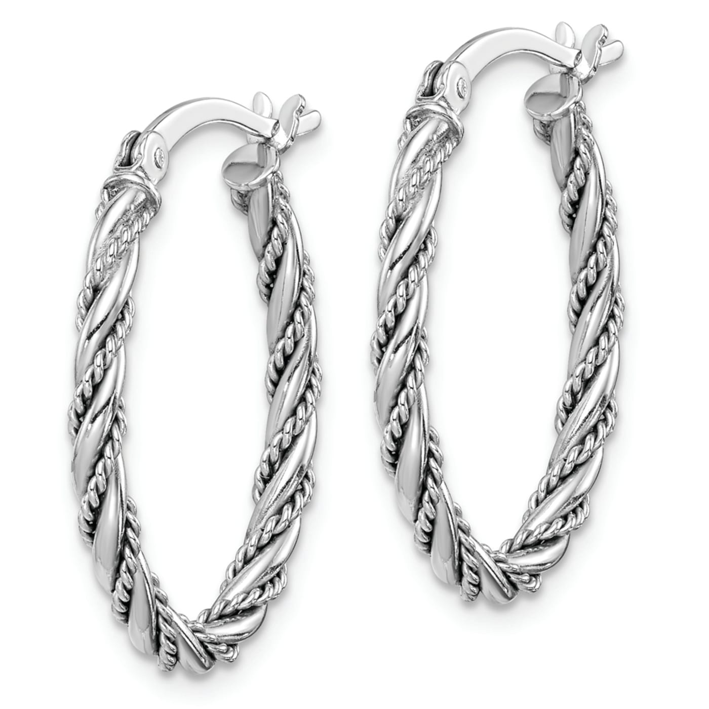 Rhodium Over Sterling Silver 2.5mm Twisted Oval Hoop Rhodium Over Sterling Silver 2.5mm Twisted Oval Hoop