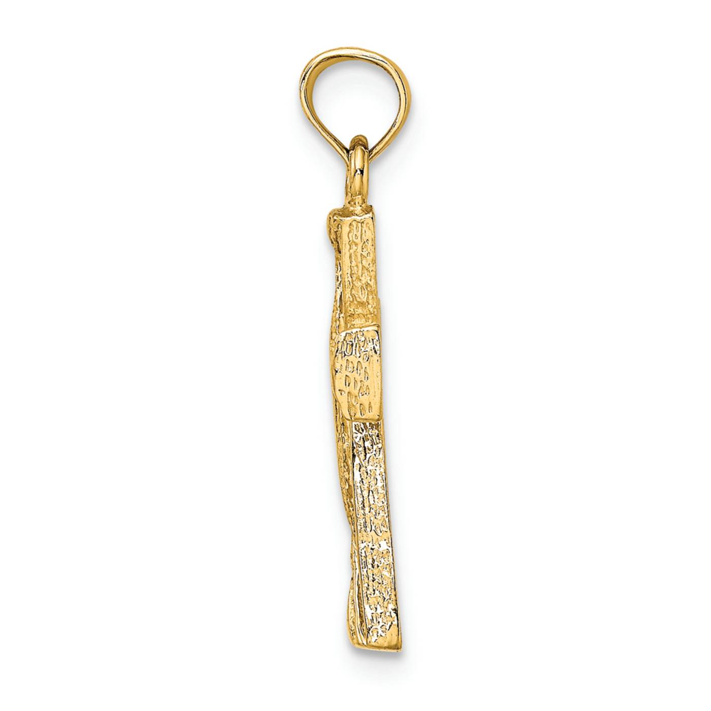 14k Yellow Gold Textured Cut-Out Cross with Triangle Ends