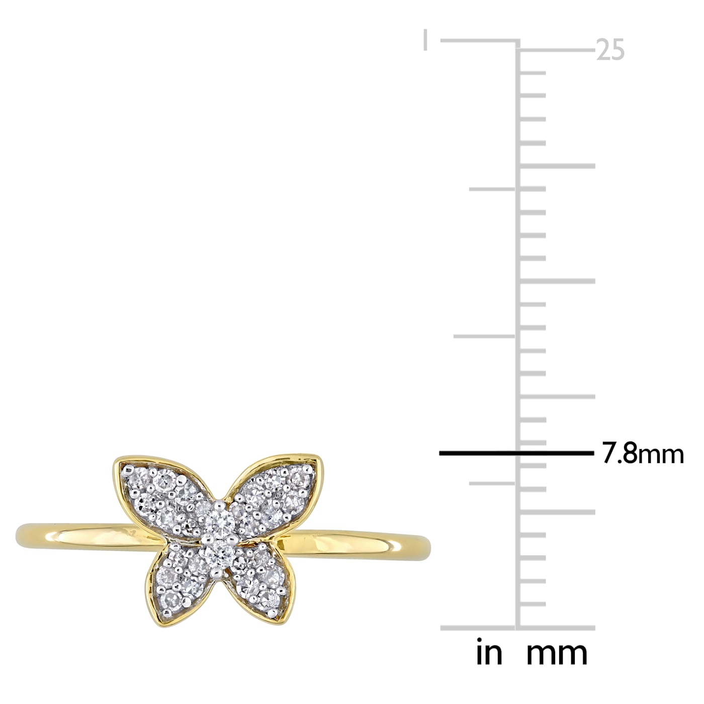 1/8 CT TW Diamond Butterfly Ring in 10K Yellow Gold - 14MVVA
