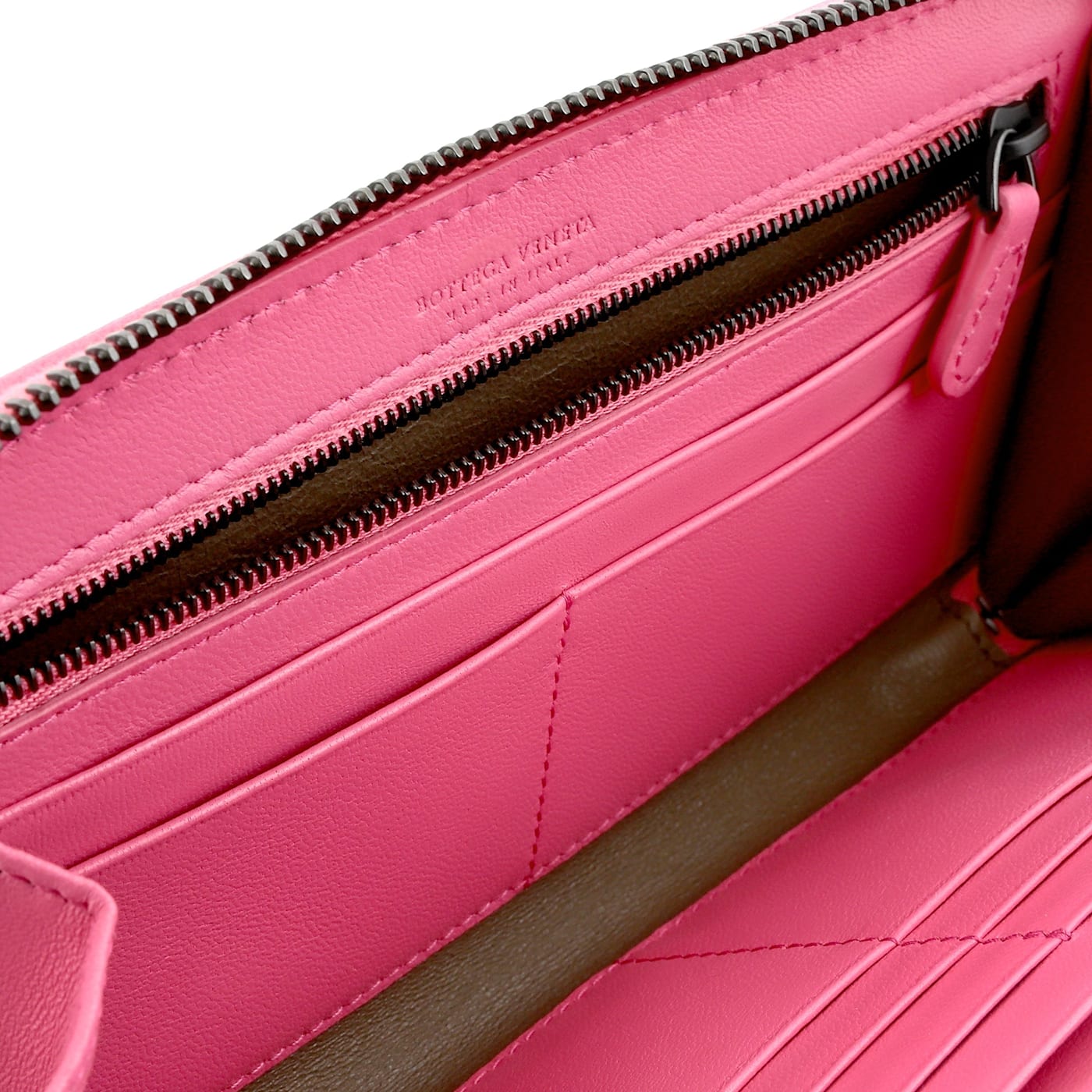 Bottega Veneta Intrecciato Zipper French Calf Leather Wallet