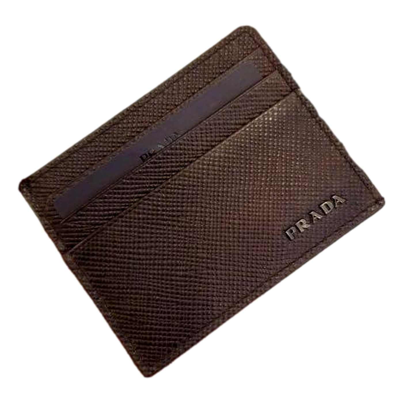 Prada Saffiano Mens Bruciato Brown Credit Card Wallet - 15H5LA