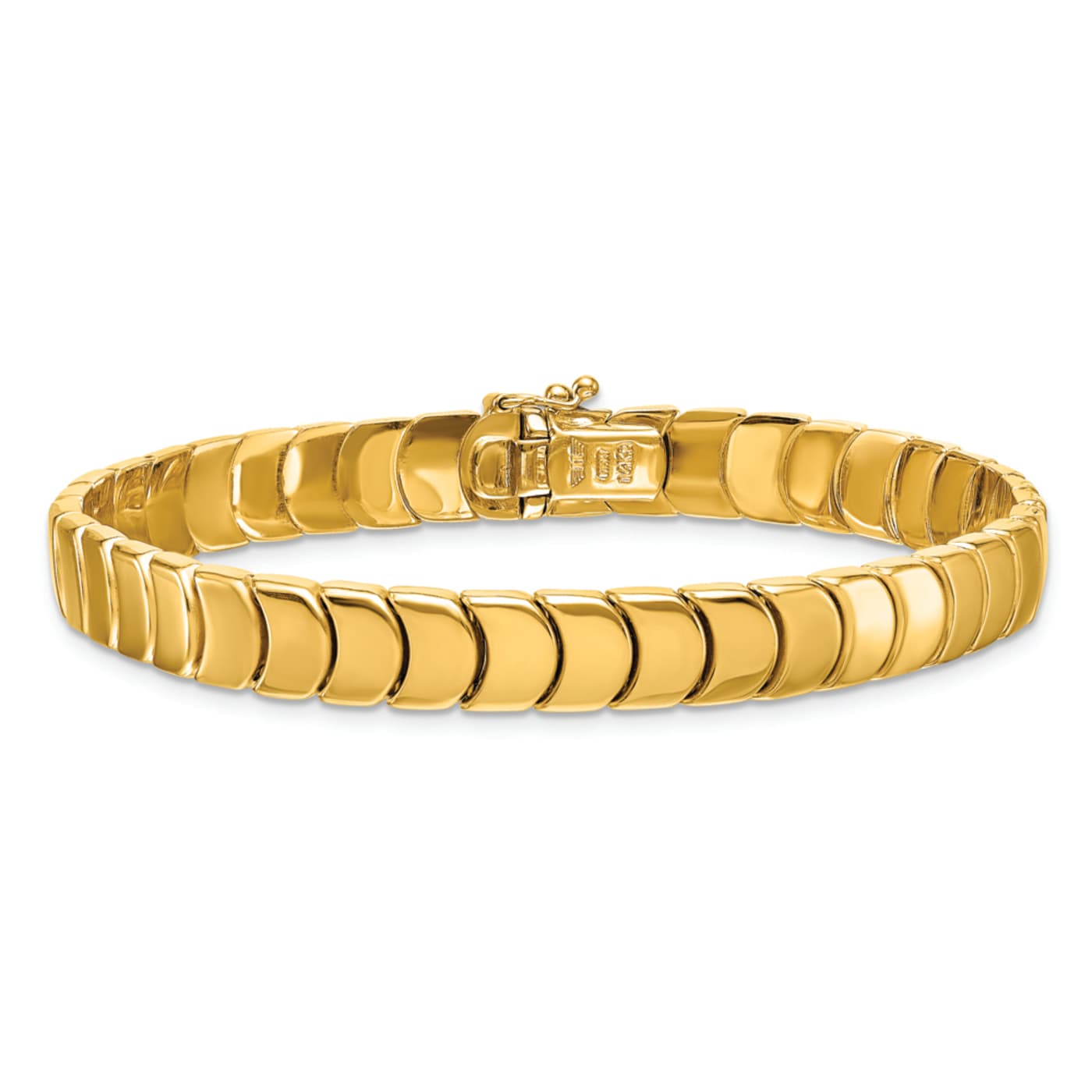14K Yellow Gold 7.5mm Fancy Link 7.5 inch Bracelet - 16ZW6A