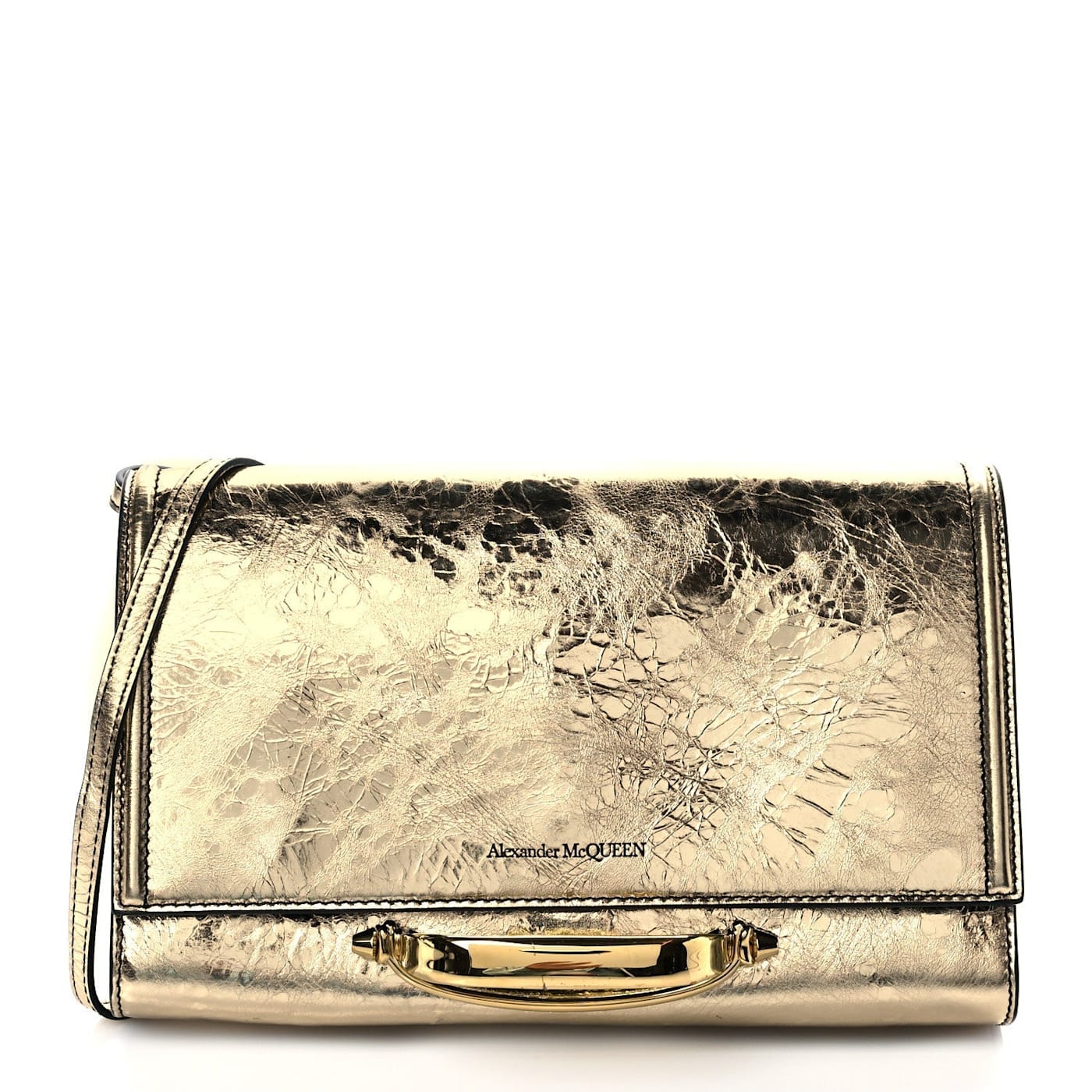 Alexander McQueen Small Story Gold Crash Calf Leather