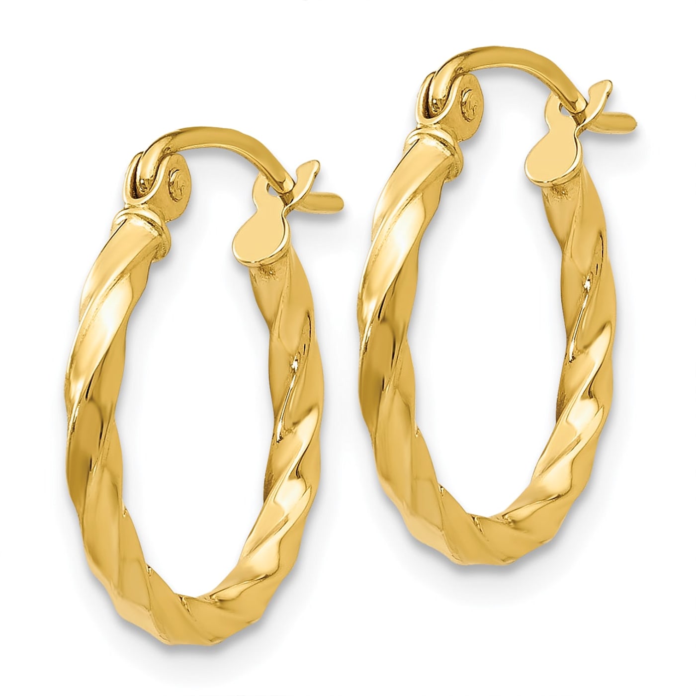 14k Yellow Gold 12mm x 2mm Twist Polished Hoop Earring - VG217A