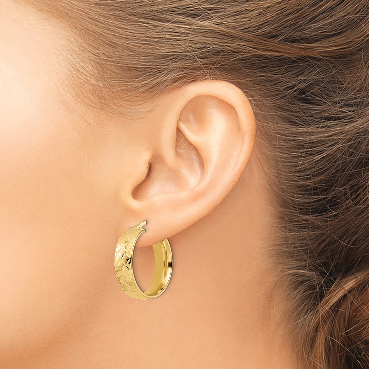 14k Yellow Gold Polished Textured 15/16