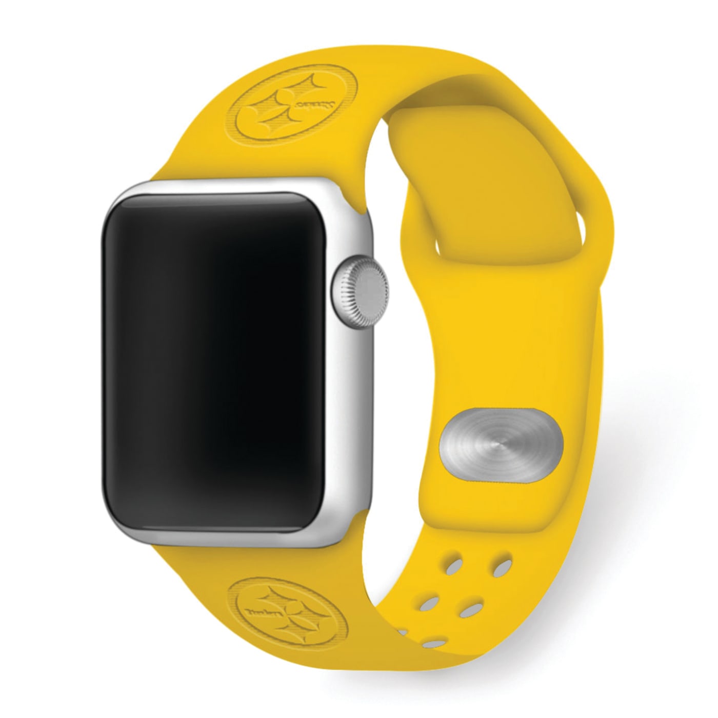 Gametime Pittsburgh Steelers Debossed Silicone Apple Watch Band 42 44mm M L Watch not included. 133QSAA