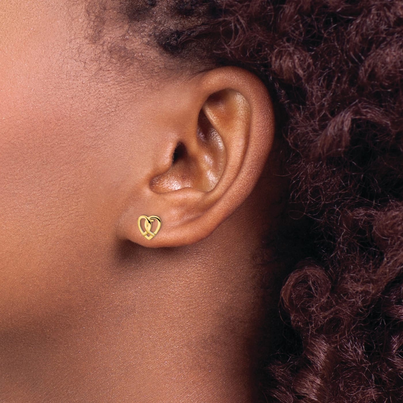 14k Yellow Gold Heart Stud Earrings - 144BZA