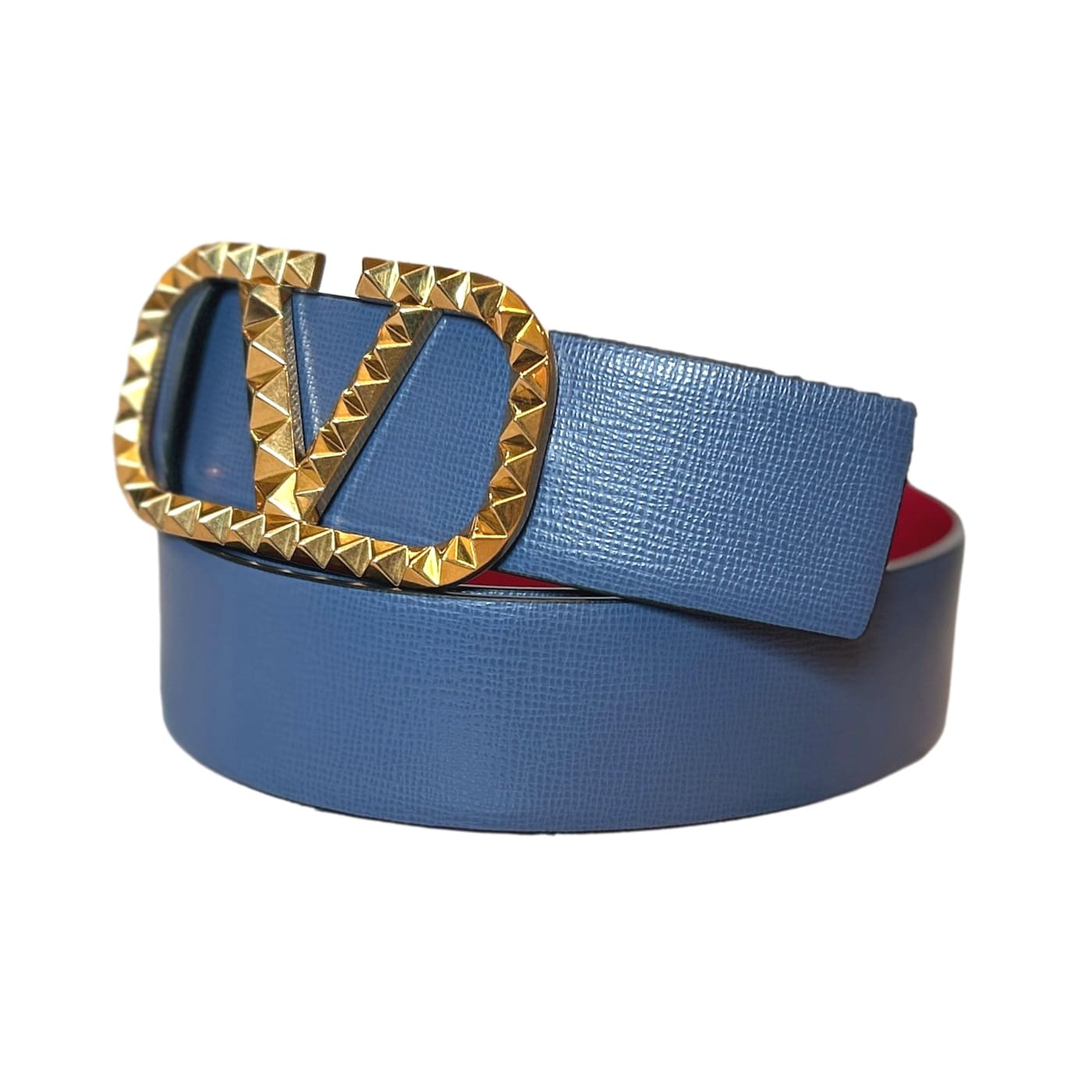 Valentino Garavani VLogo Stud Reversible Belt Size 95 Gray