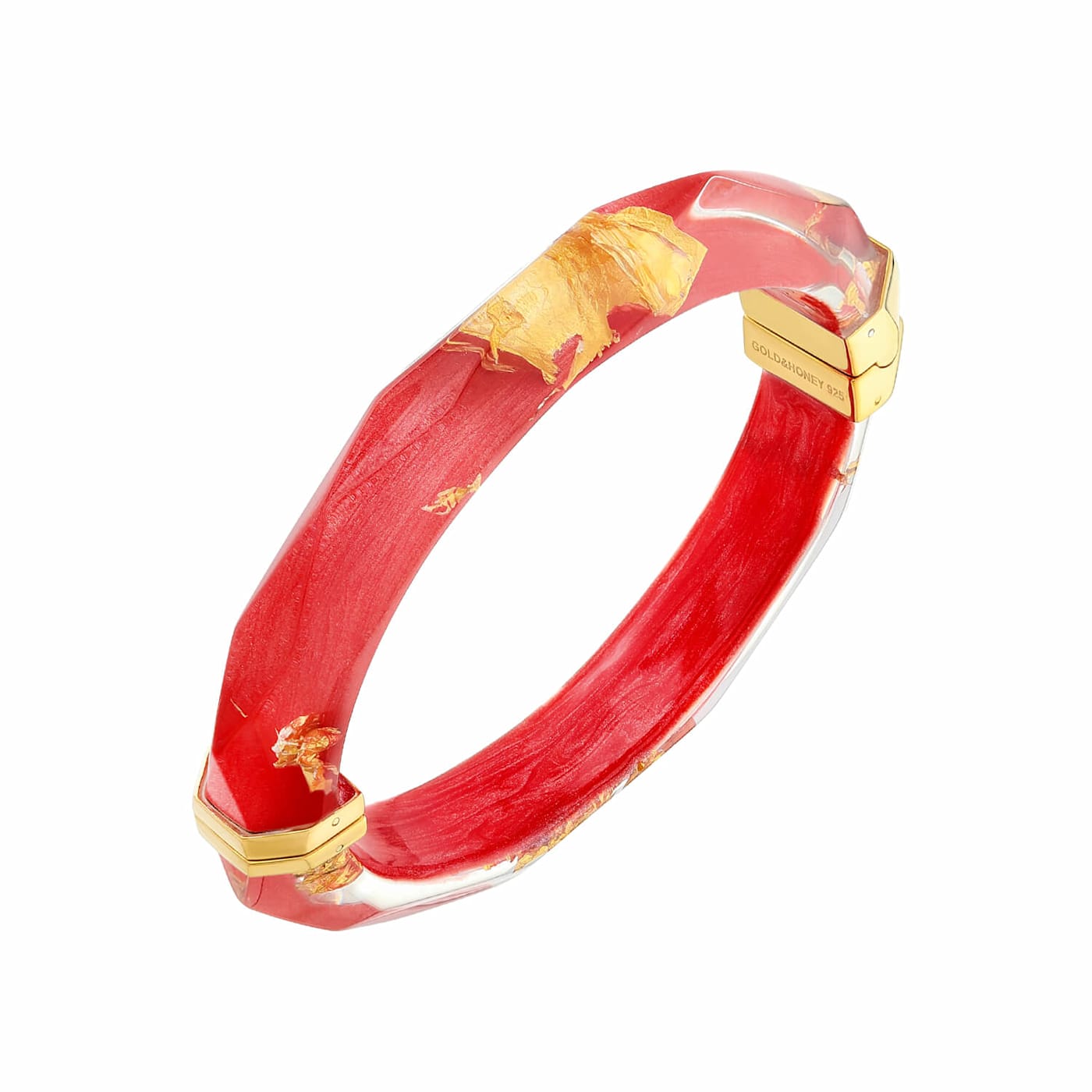 14K Yellow Gold Over Sterling Silver Thin Faceted Acrylic