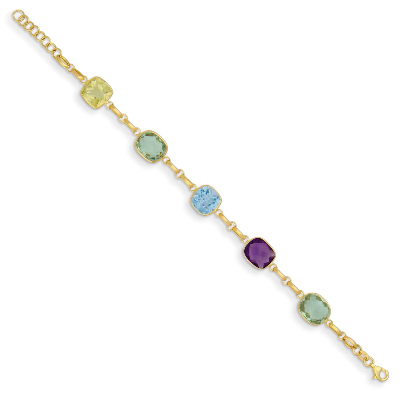 14K Yellow Gold Multi-Gemstone and Shapes 8.25-inch Bracelet