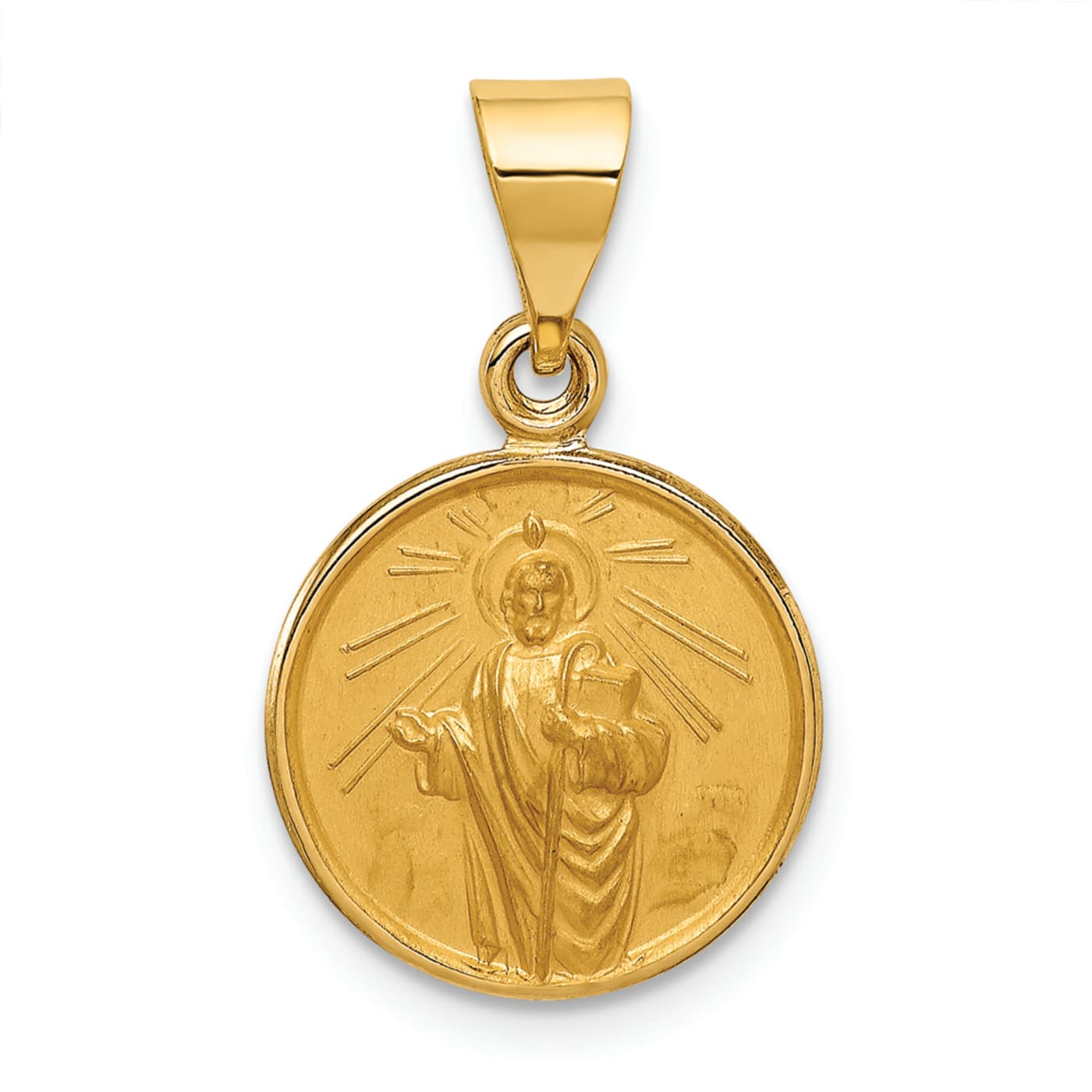 18k Yellow Gold Satin Saint Jude Thaddeus Medal Pendant - 13M3PA