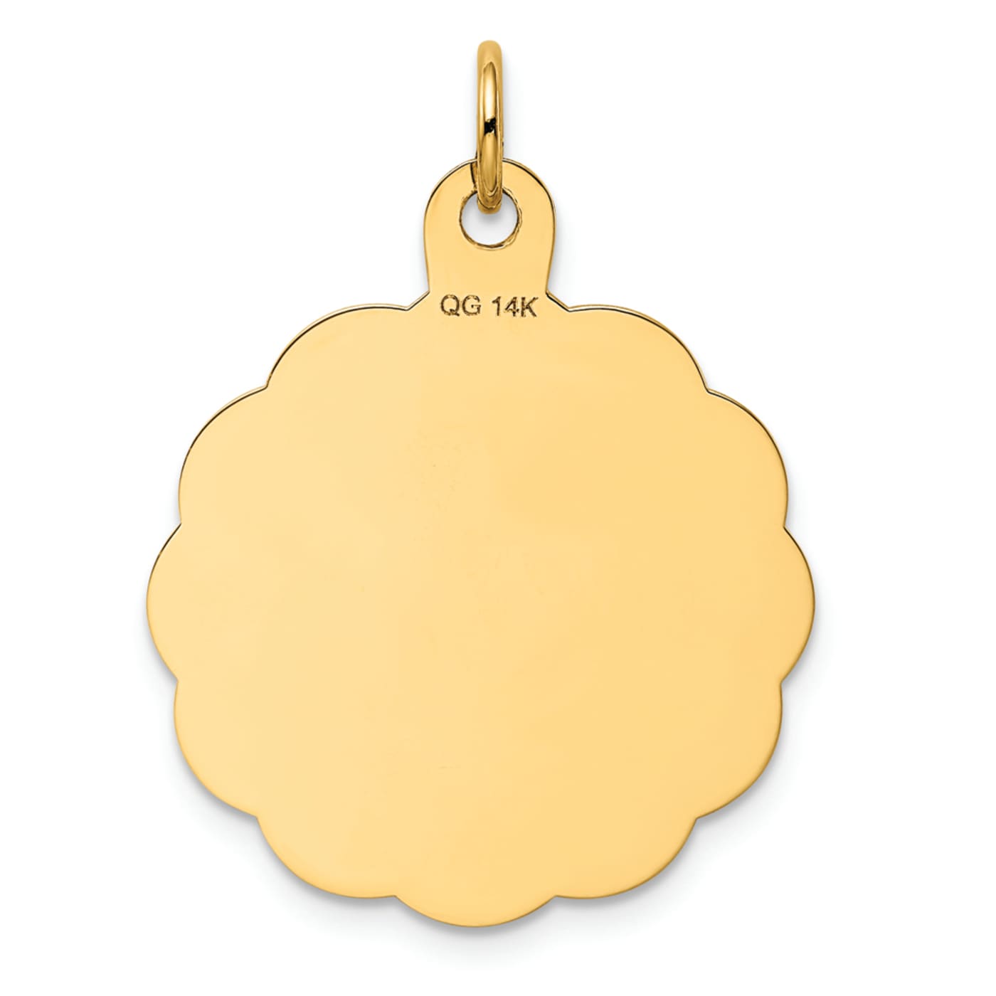 14k Yellow Gold Diamond-Cut, Textured and Laser Design Wedding Bells Disc  Charm